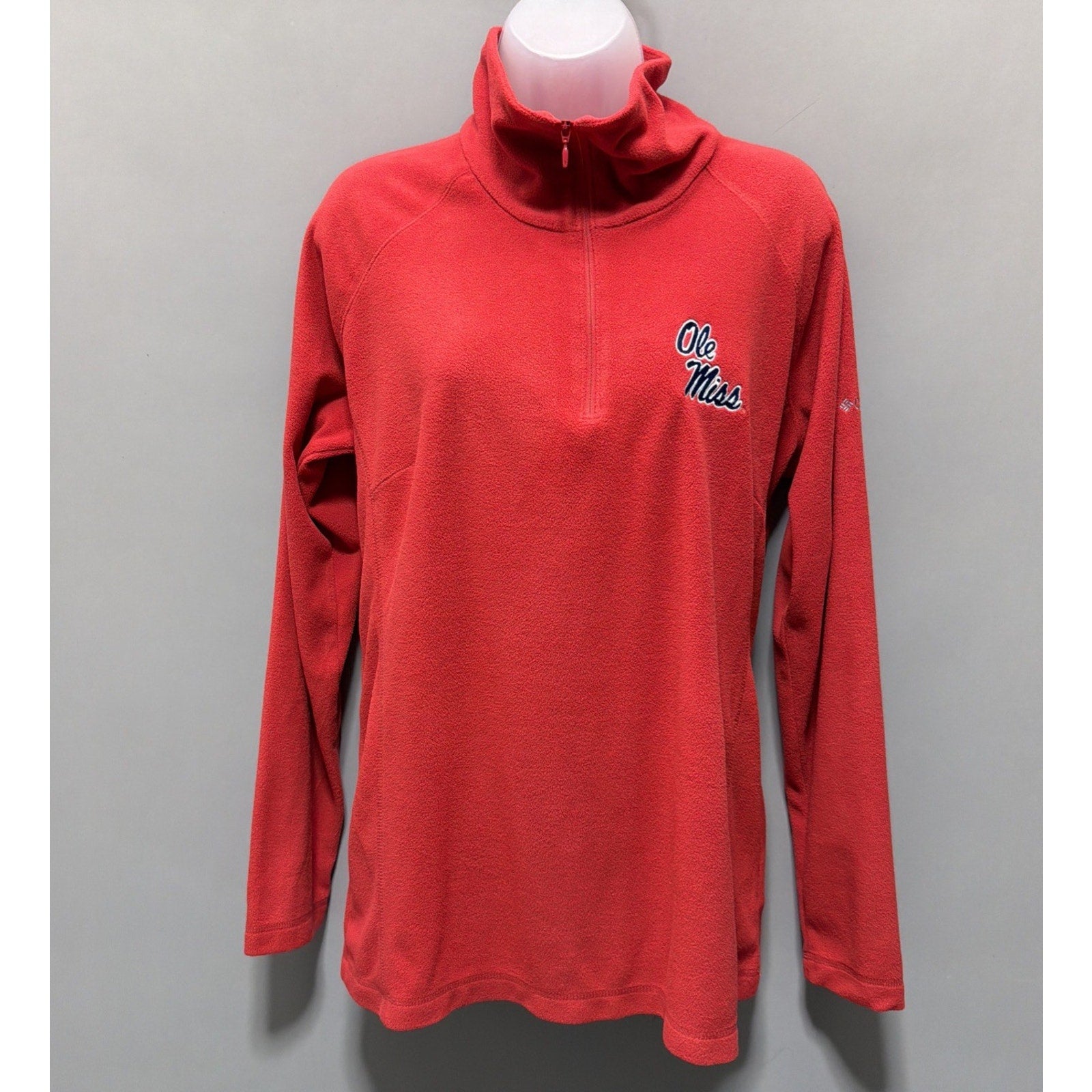 Columbia Ole Miss Rebels 1/4 Zip Fleece Pullover Red Women’s XL Embroidered Logo
