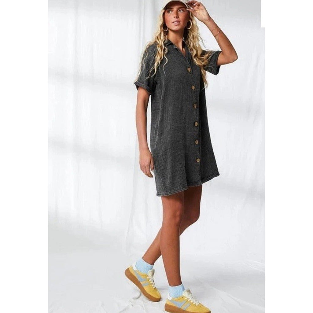 BKE Washed Black Button Down Dress Size Small NWT