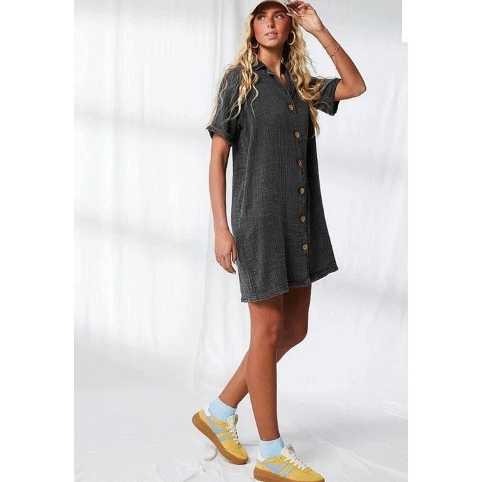 BKE Washed Black Button Down Dress Size Small NWT