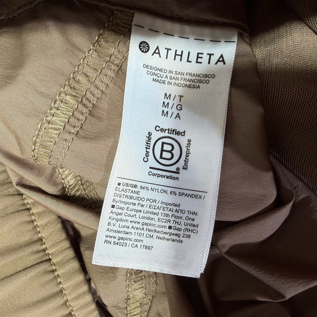 Athleta Women’s M Taupe Parachute Pants Wide Leg Drawstring Hem Zip Pockets