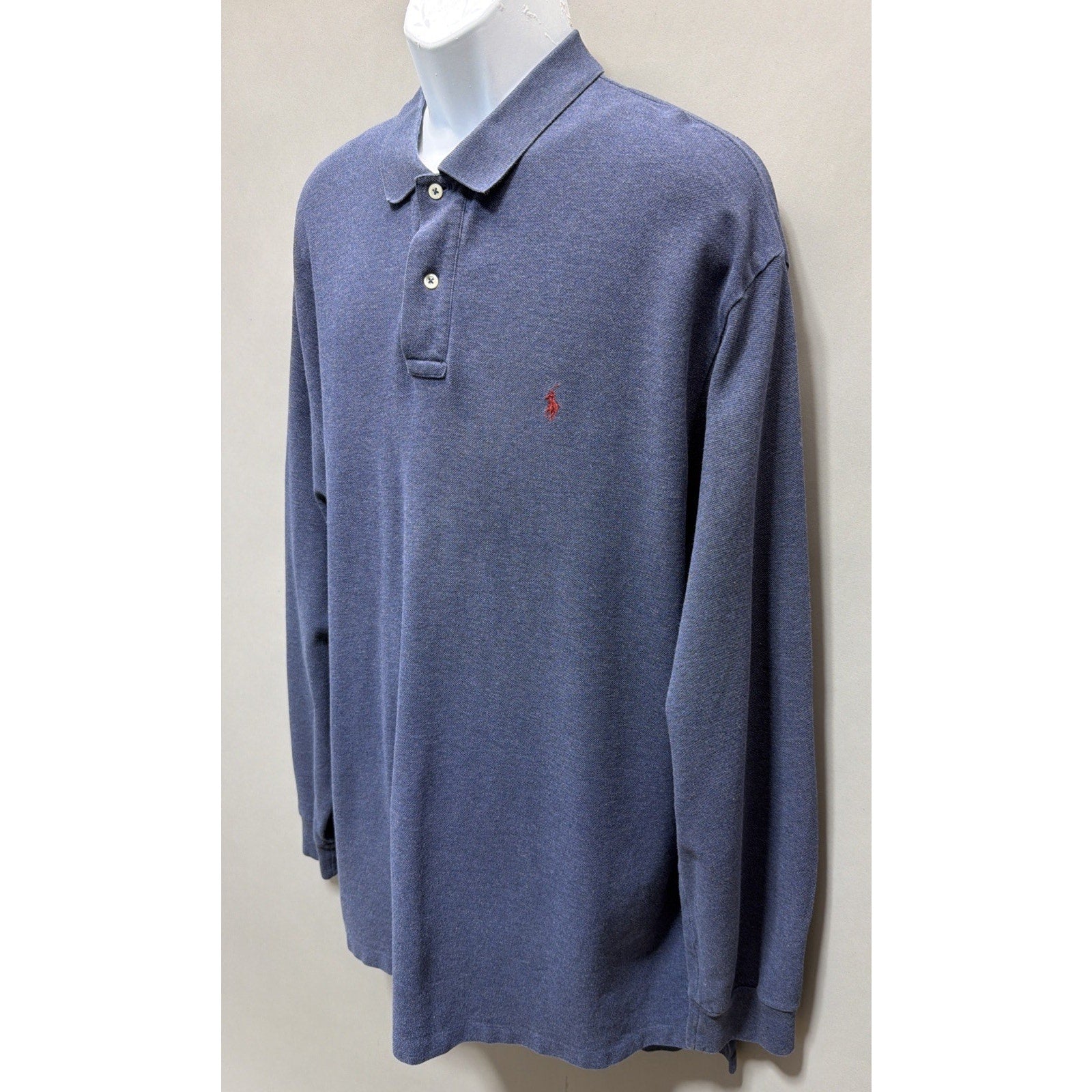 Ralph Lauren Polo Mens 2 Button Long Sleeve Embroidered Shirt XXL Navy Preppy
