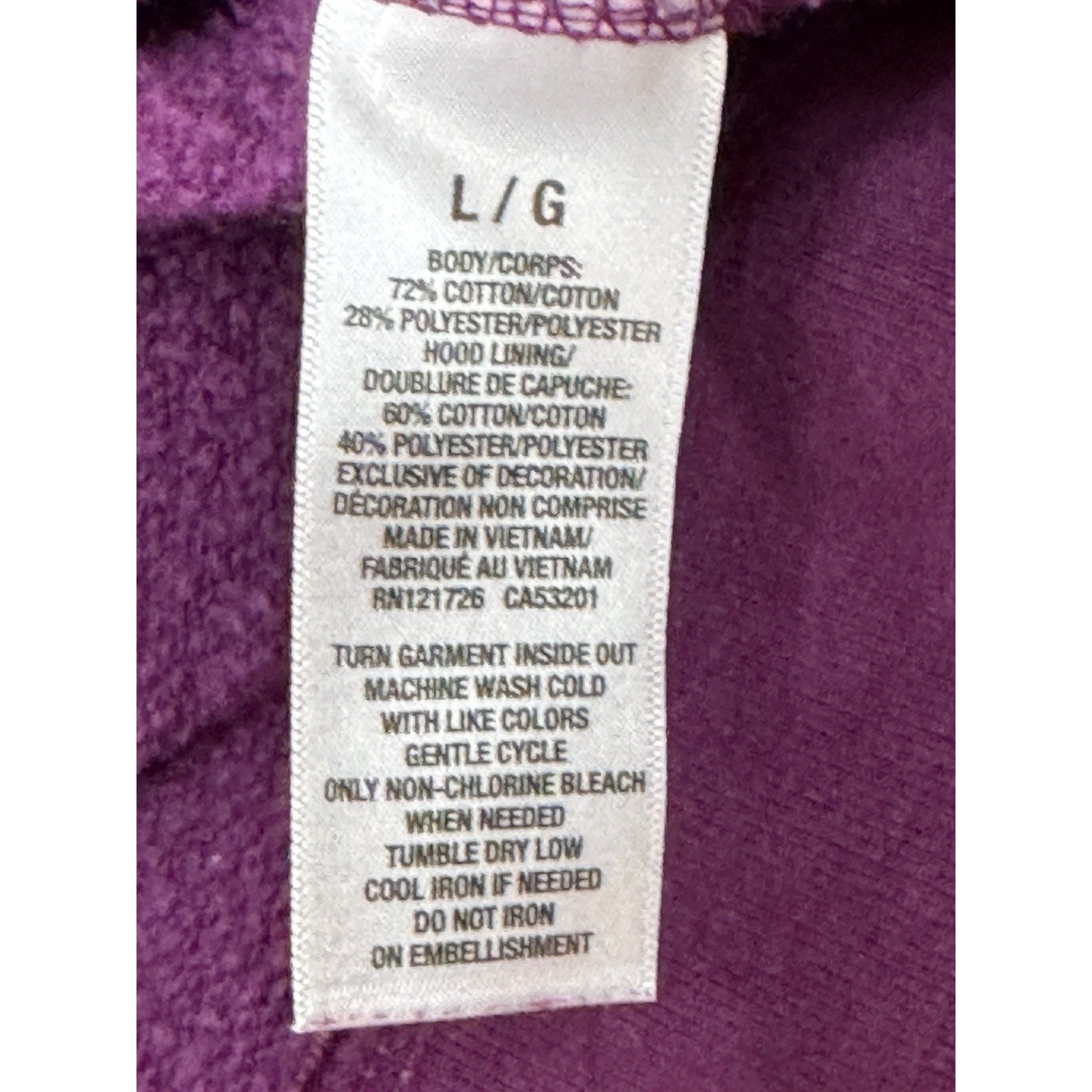 Aeropostale Hoodie Junior Size Large Purple Cotton Jacket Pockets Full Zip Logo