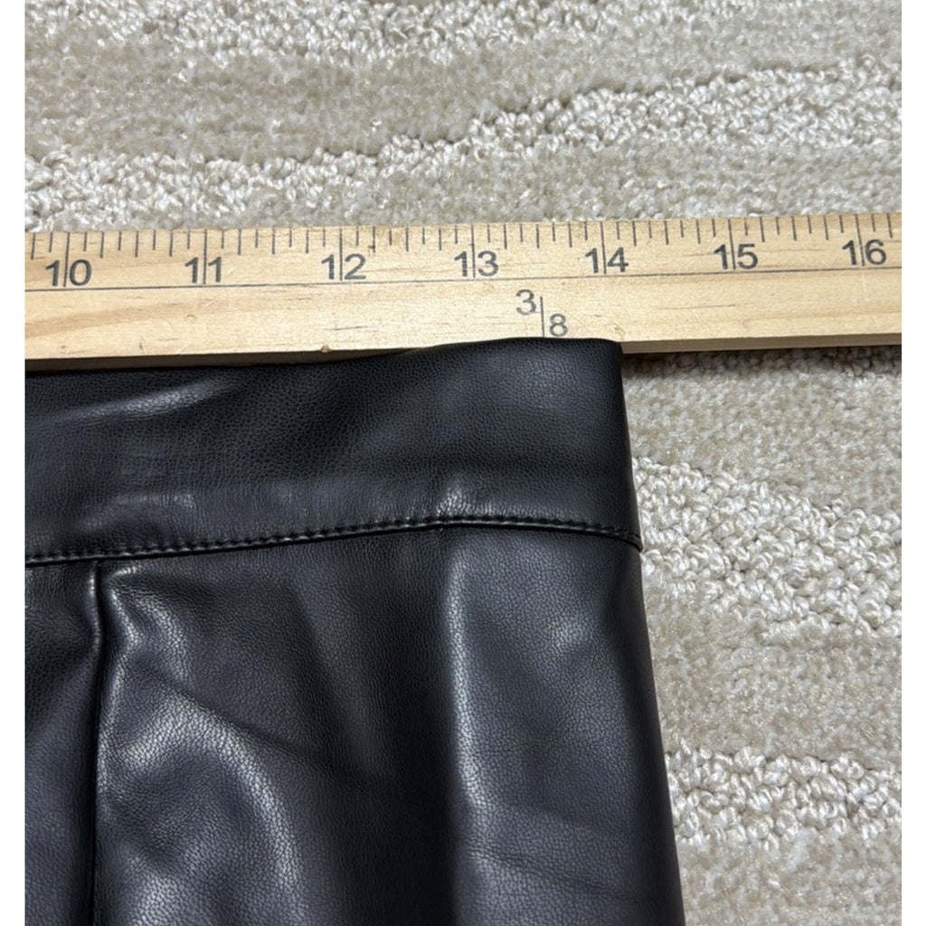Just Quella Black Faux Leather Lined Split Hem Mini Skirt Size M NWT
