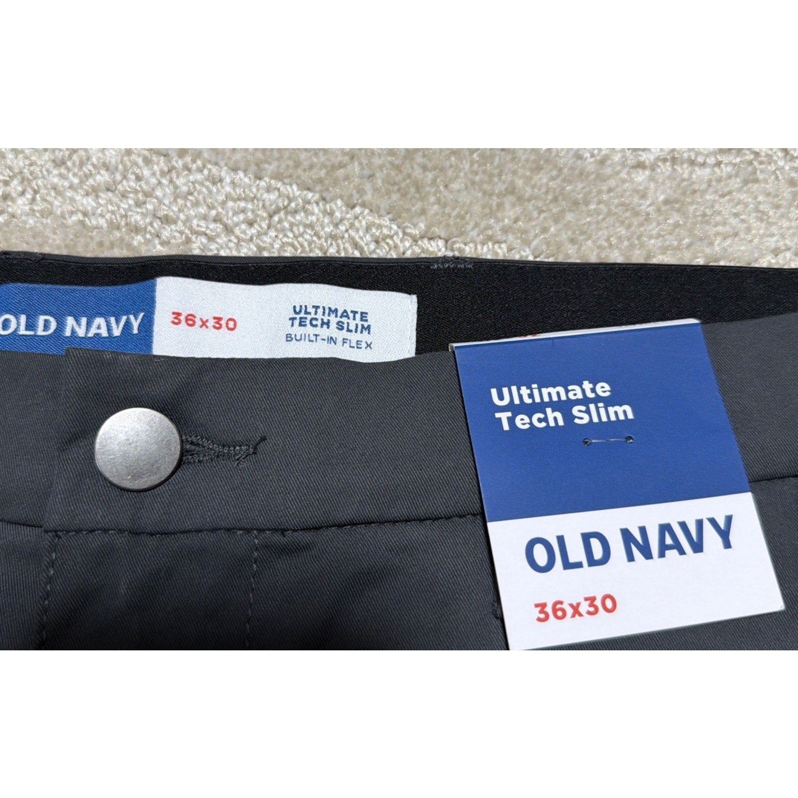 New! Old Navy Mens Pants 36 X 30 Ultimate Tech Slim Built In Flex Gray