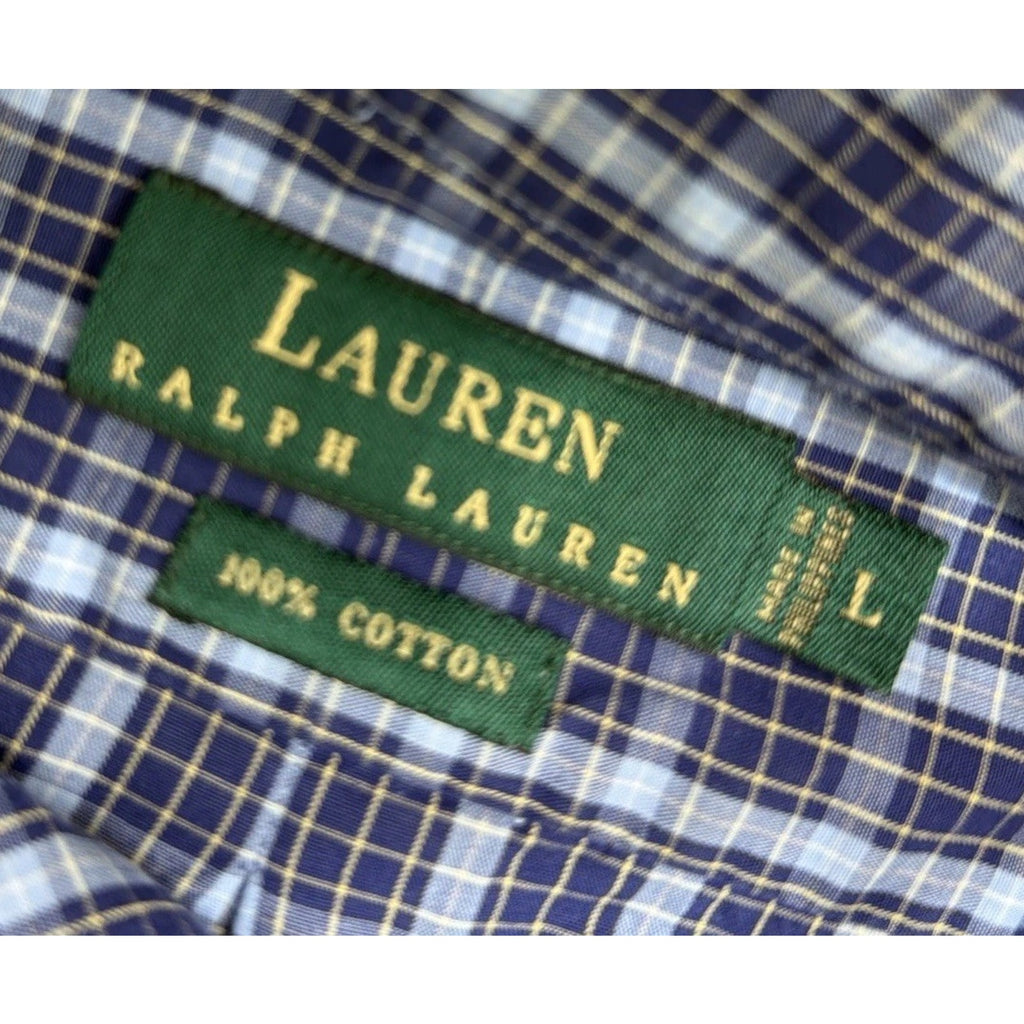 Lauren RALPH LAUREN Green Lable Men's Plaid Shirt Cotton L Blue Multicolor