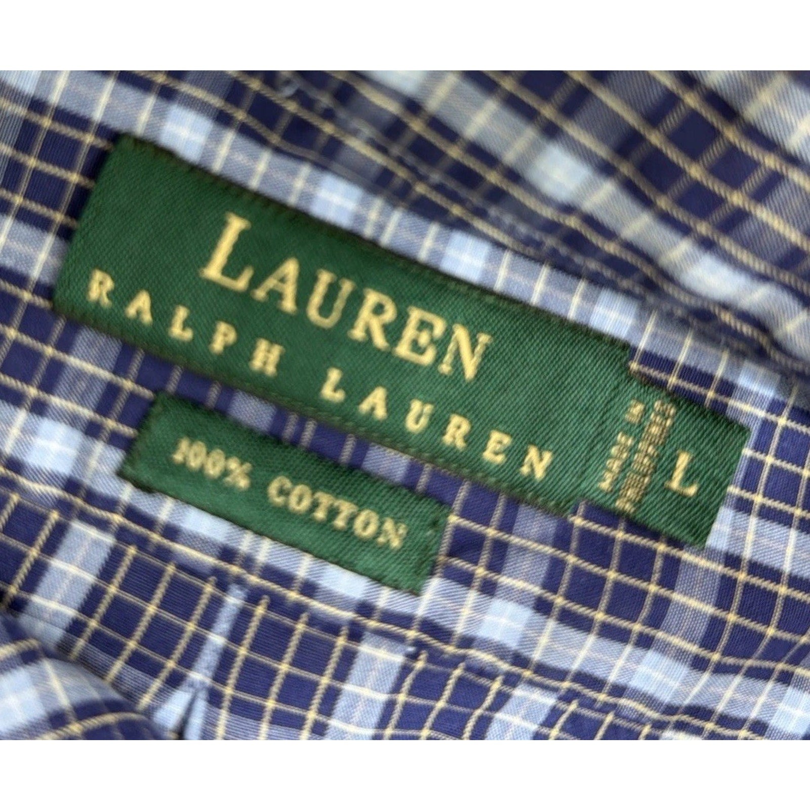 Lauren RALPH LAUREN Green Lable Men's Plaid Shirt Cotton L Blue Multicolor