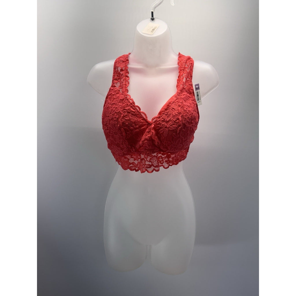 No Boundaries RN #52469 Coral Fire Pink Wireless Bralette Bra Size XL
