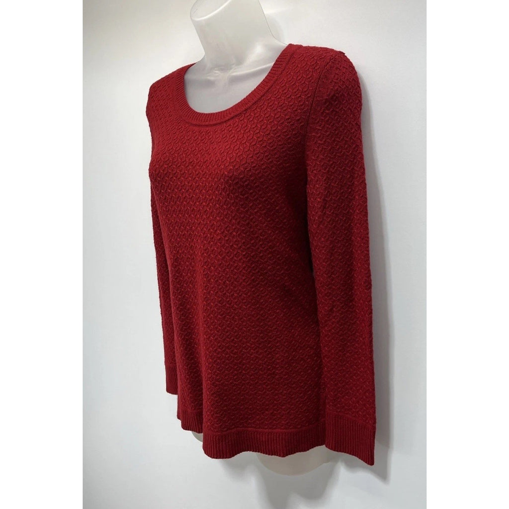 Talbots Lambswool Cable Knit Sweater Womens Sz Small Red Scoop