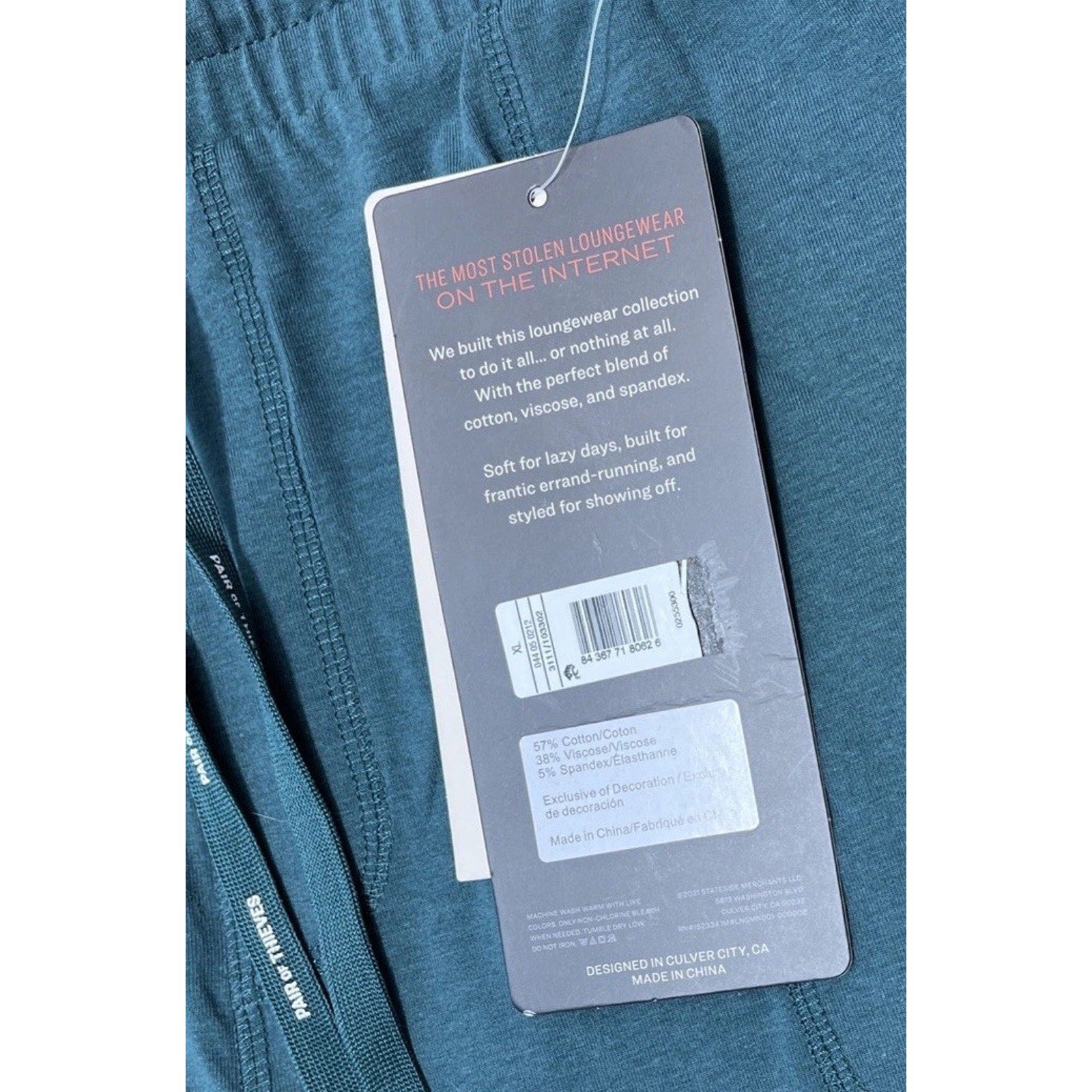 NWT Pair of Thieves Mens Fleece Lounge Shorts Green Drawstring XL