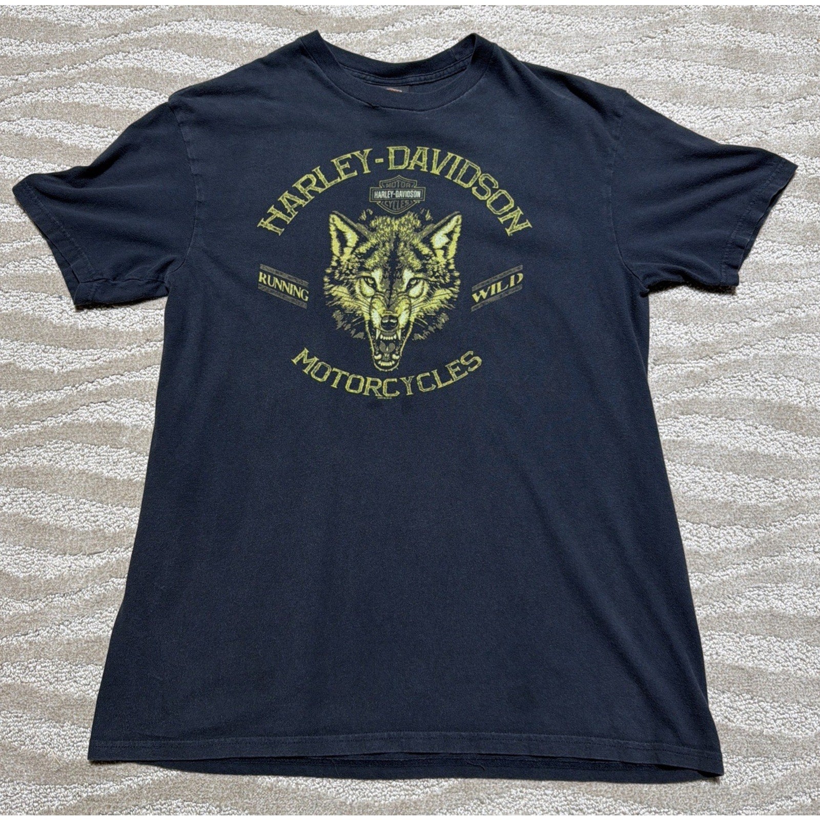 Harley Davidson Running Wild Wolf T Shirt Fort Lauderdale Florida 2016 Faded L