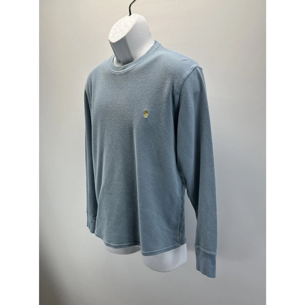 Polo Ralph Lauren Sweater Men Large Waffle Blue Sleepwear Pajama Outdoors Cotton