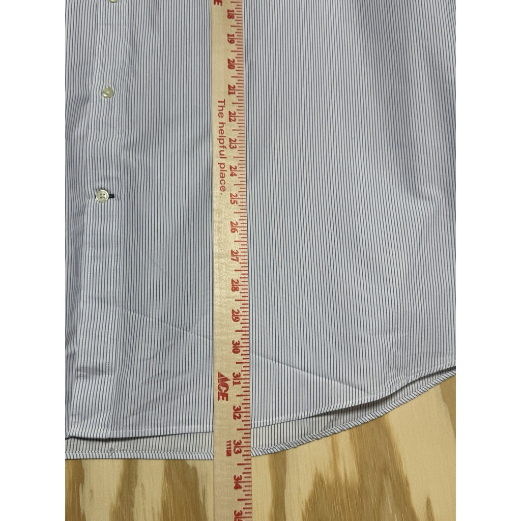 Dustin Mens Dress Shirt Blue Stripe Button Front Long Sleeve Cotton Blend NWT 17