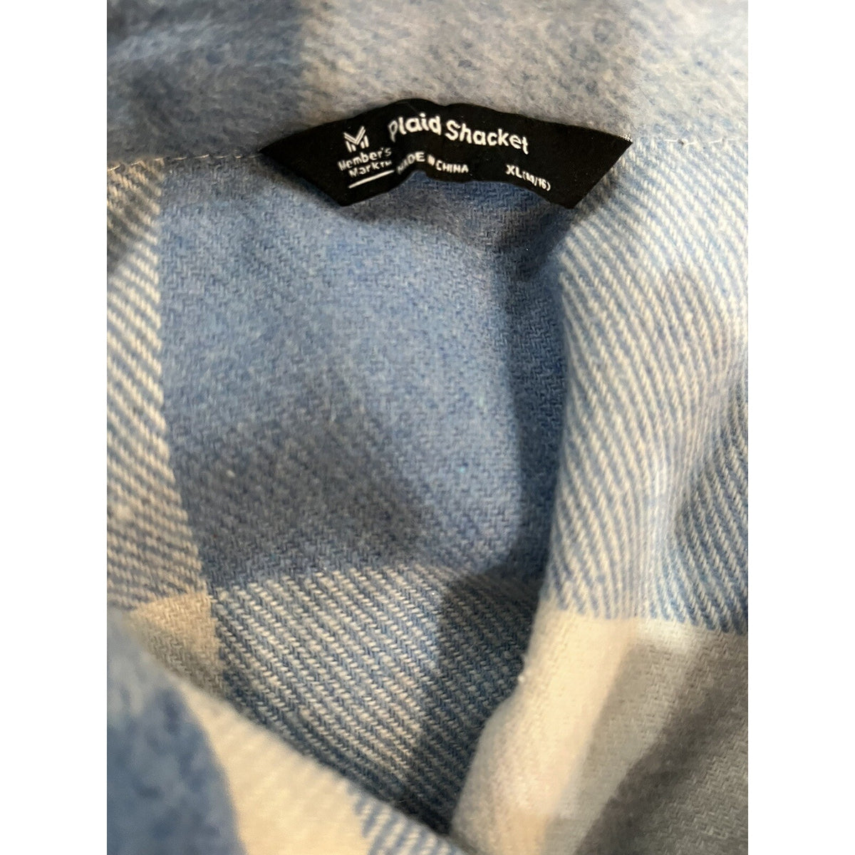 Members Mark Girls Blue Plaid Shacket Pockets Relaxed Fit Sz XL 14-16