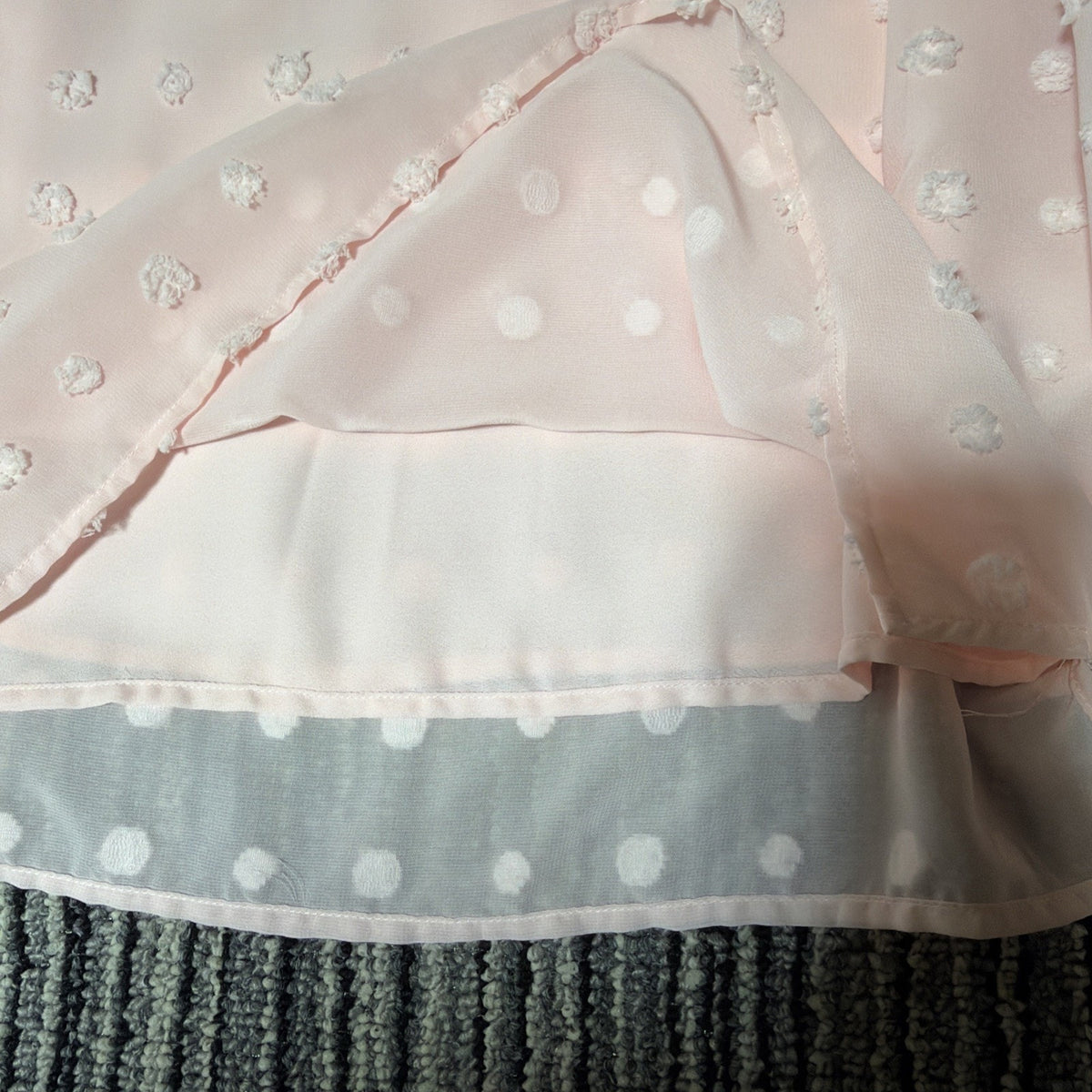 Andree By Unit Blouse Womens Medium Pink Swiss Dot Sheer Long Sleeve Boho Top
