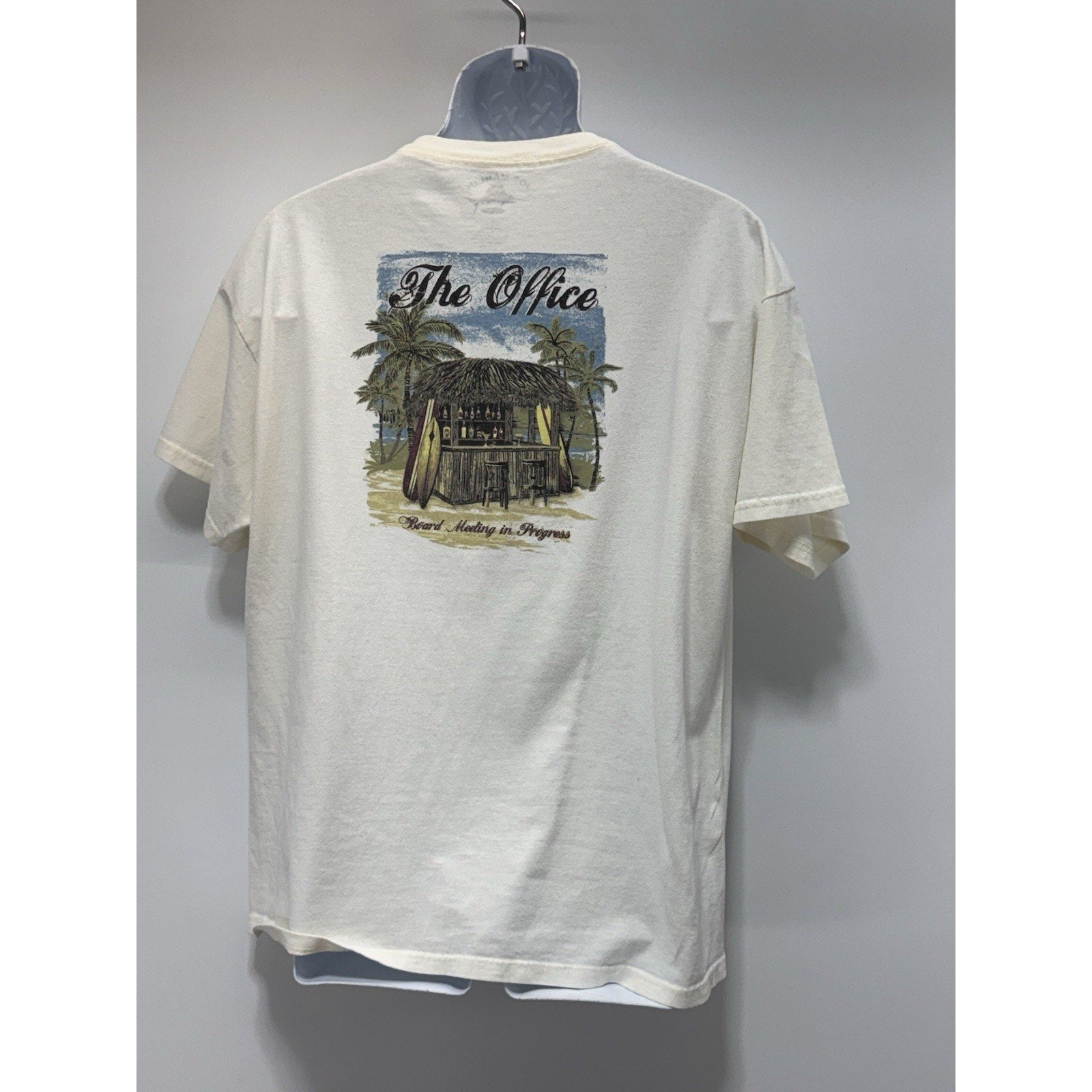 Joe Marlin T-Shirt White Short Sleeve The Office Men’s Size XL Stained