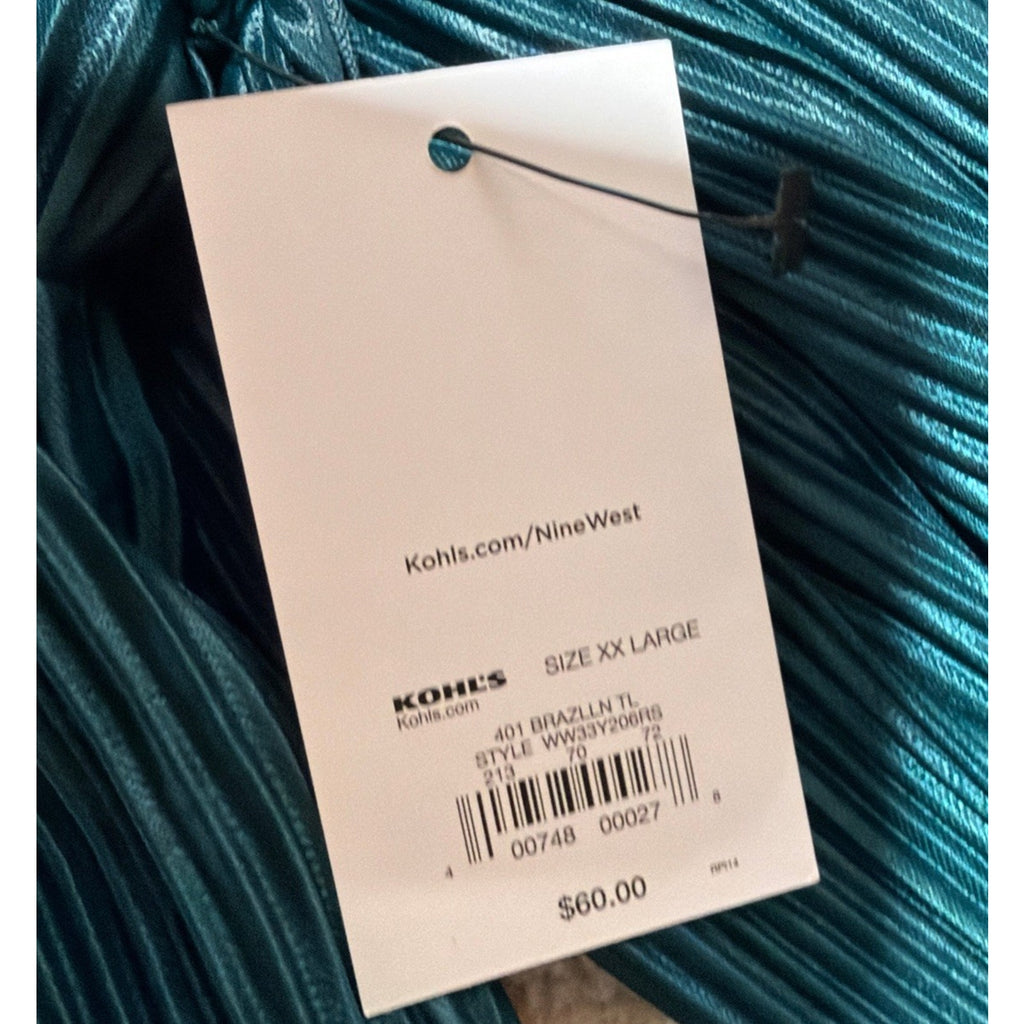 NWT Nine West Formal Dress Balloon Sleeve Silky Green Dress Size XXL