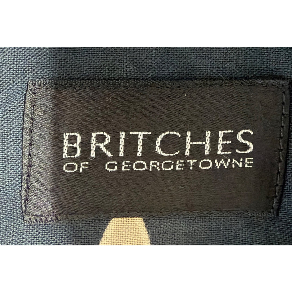 Britches of Georgetown Linen Shirt Mens L Black Floral Button Up Short Sleeve