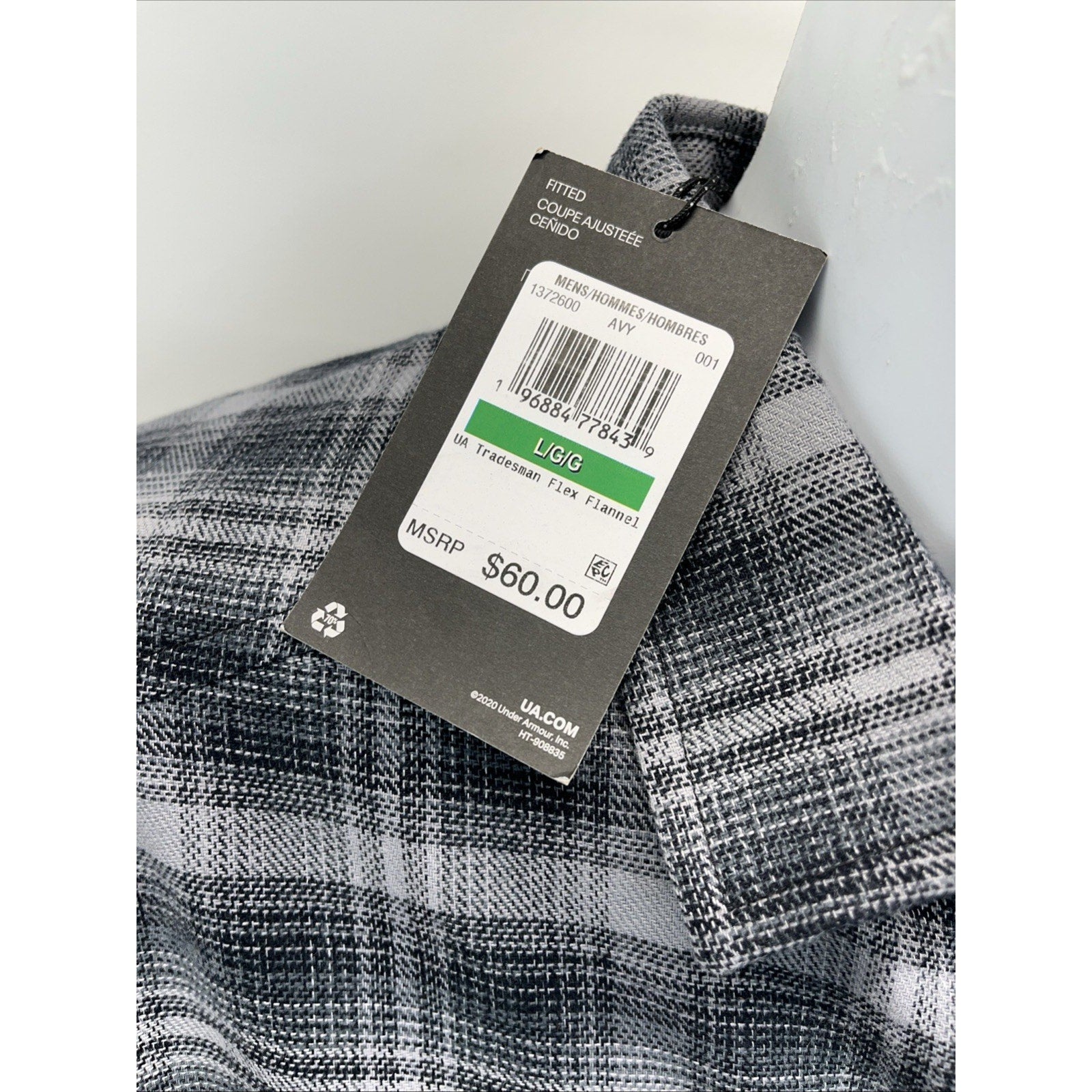 NEW Under Armour Tradesman Flex Flannel Long Sleeve Button Shirt Gray Mens Sz L