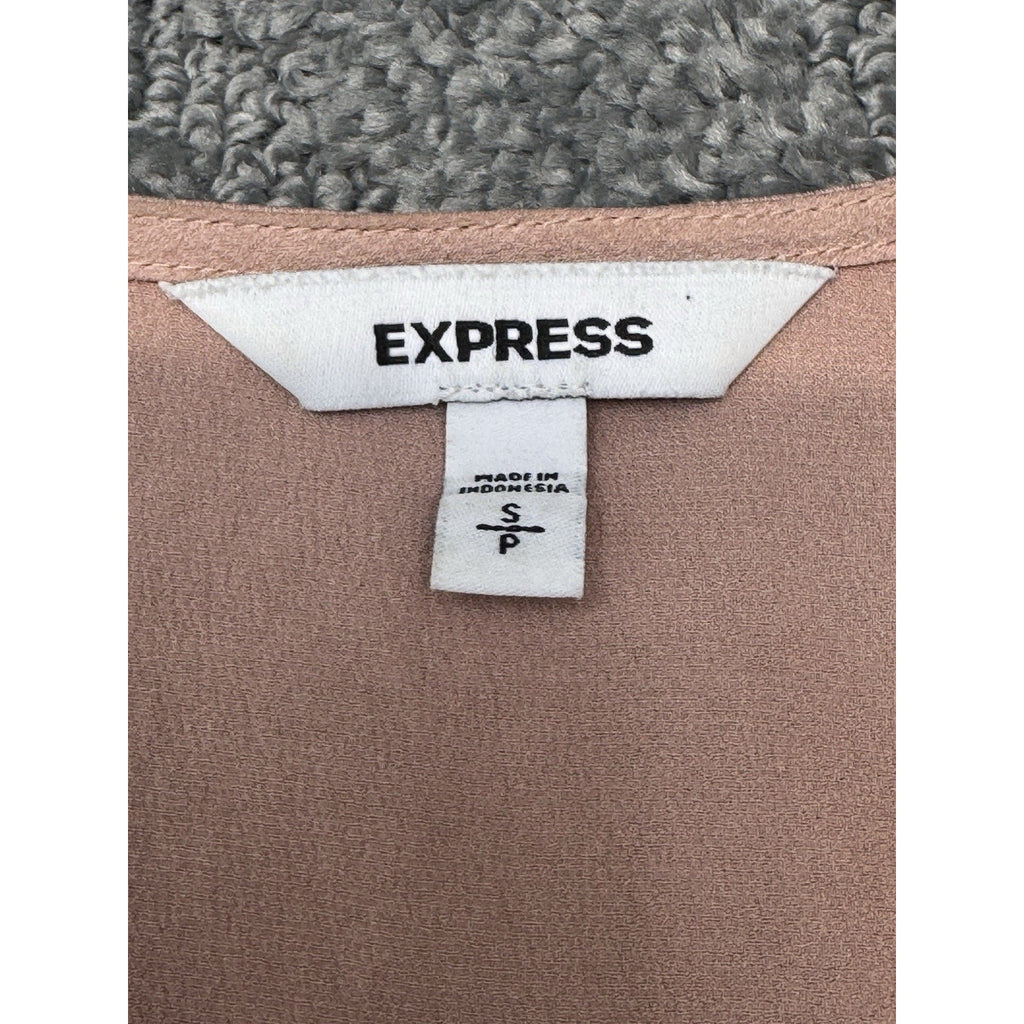 Express Oversized Boxy Puff 3/4 Sleeve V-Neck Pink Blouse Women’s Size Small
