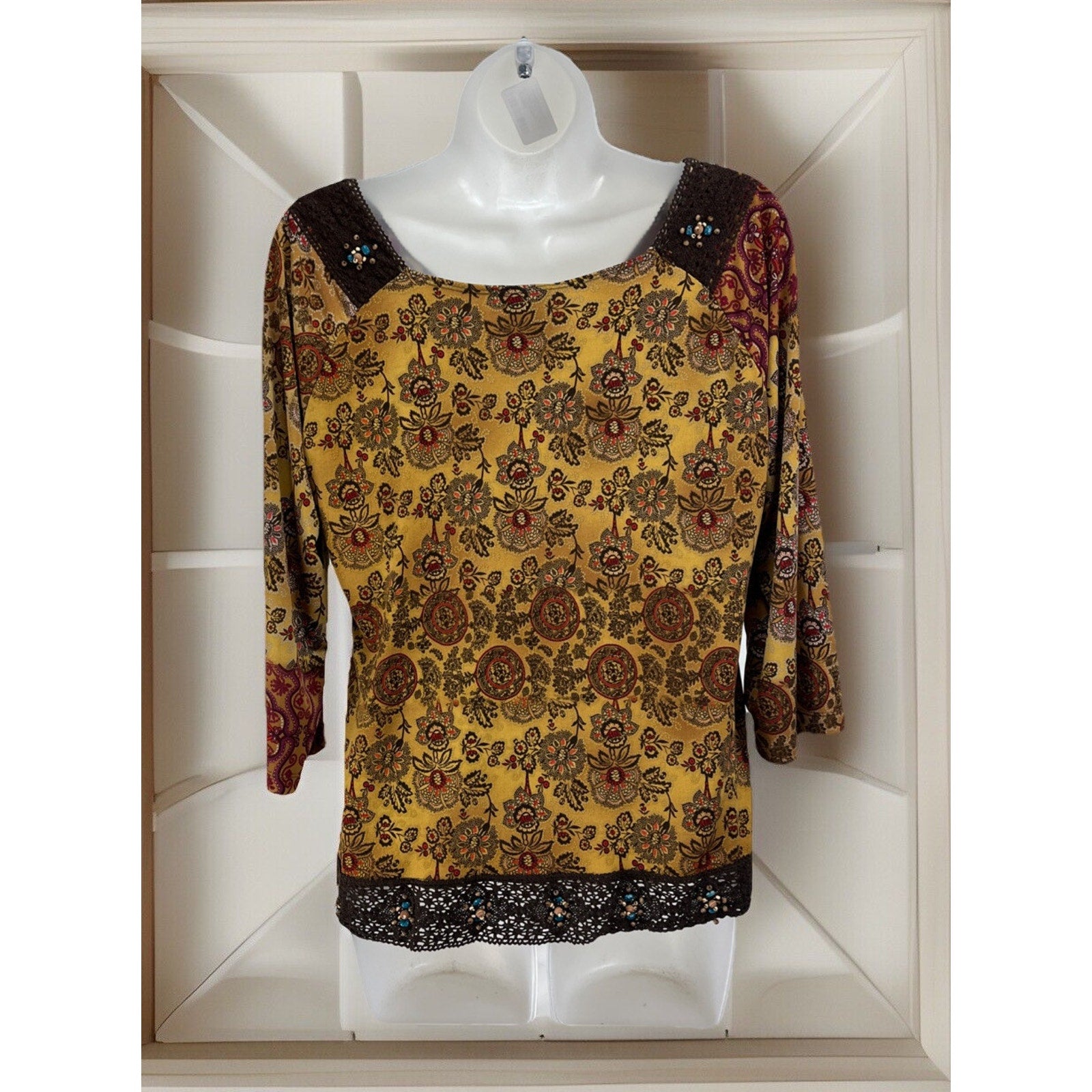 Vintage JTB women's half sleeve multicolor floral stretch tunic top size XL