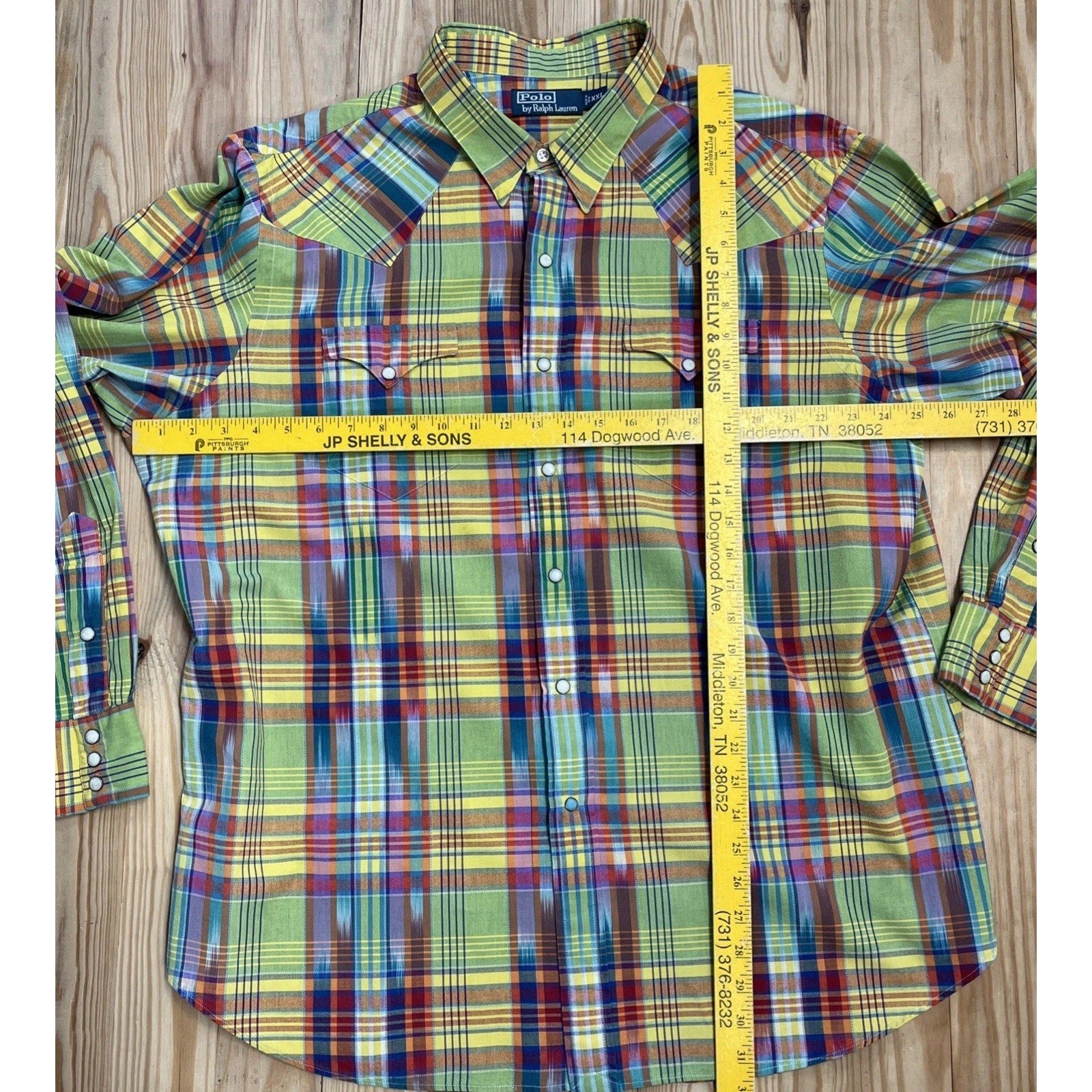 Vtg Polo Ralph Lauren Shirt Men XXL Western Pearl Snap Southwestern Colorful