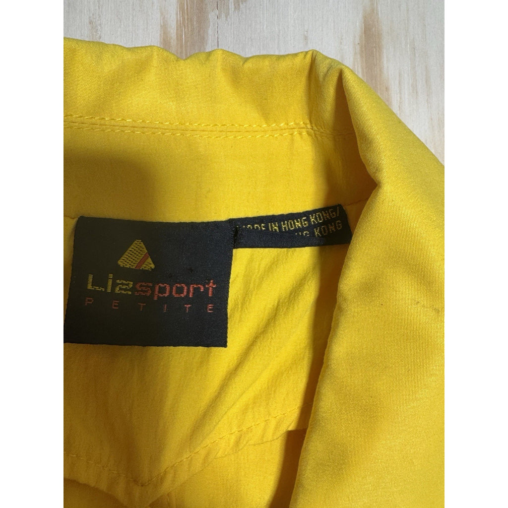 Vtg Liz Sport Petite Yellow Utility Jacket Women L Lightweight Safari Military