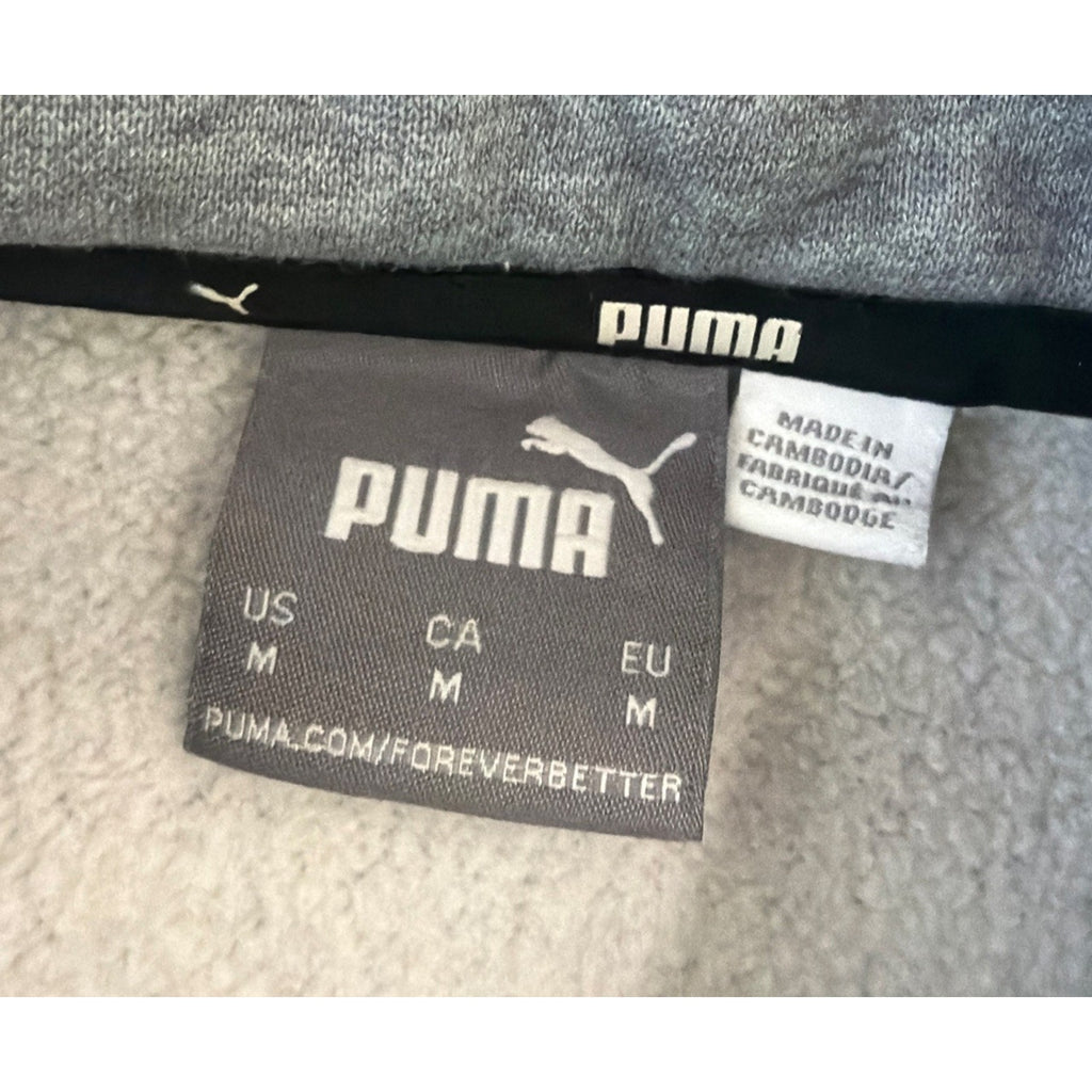PUMA 1/4 ZIP MENS FLEECE SWEATSHIRT/JACKET (MEDIUM) Gray W/ Black LOGO