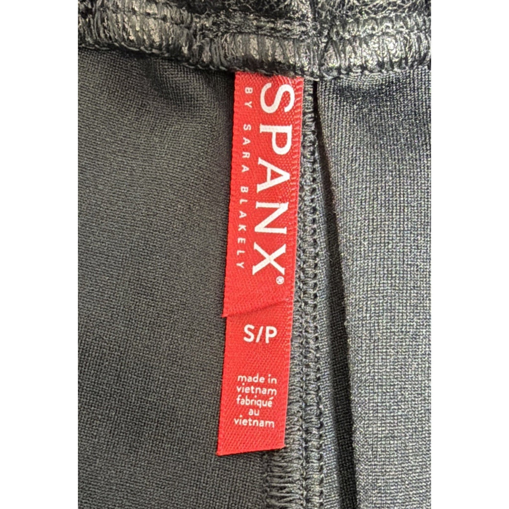 Spanx Womens Size S Faux Leather Joggers Pants Black Noir Cuffed
