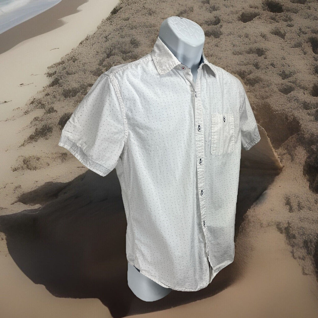 Flag and Anthem White Shark Short Sleeve Button Down Shirt - Size S