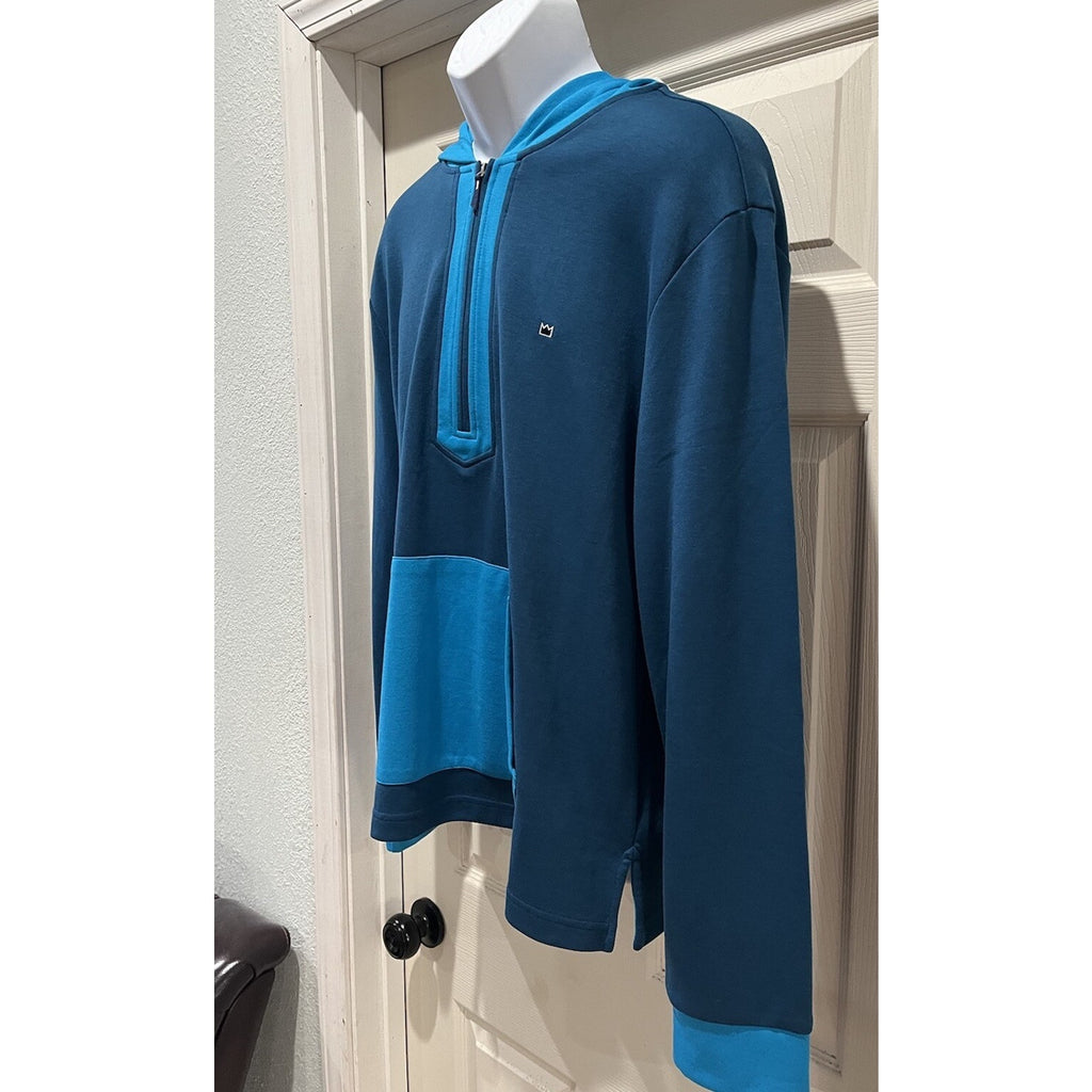 NWT CROWN & IVY Size L NEW Men's Slavic Turq High Neck 1/4 Zip Pullover Sweater