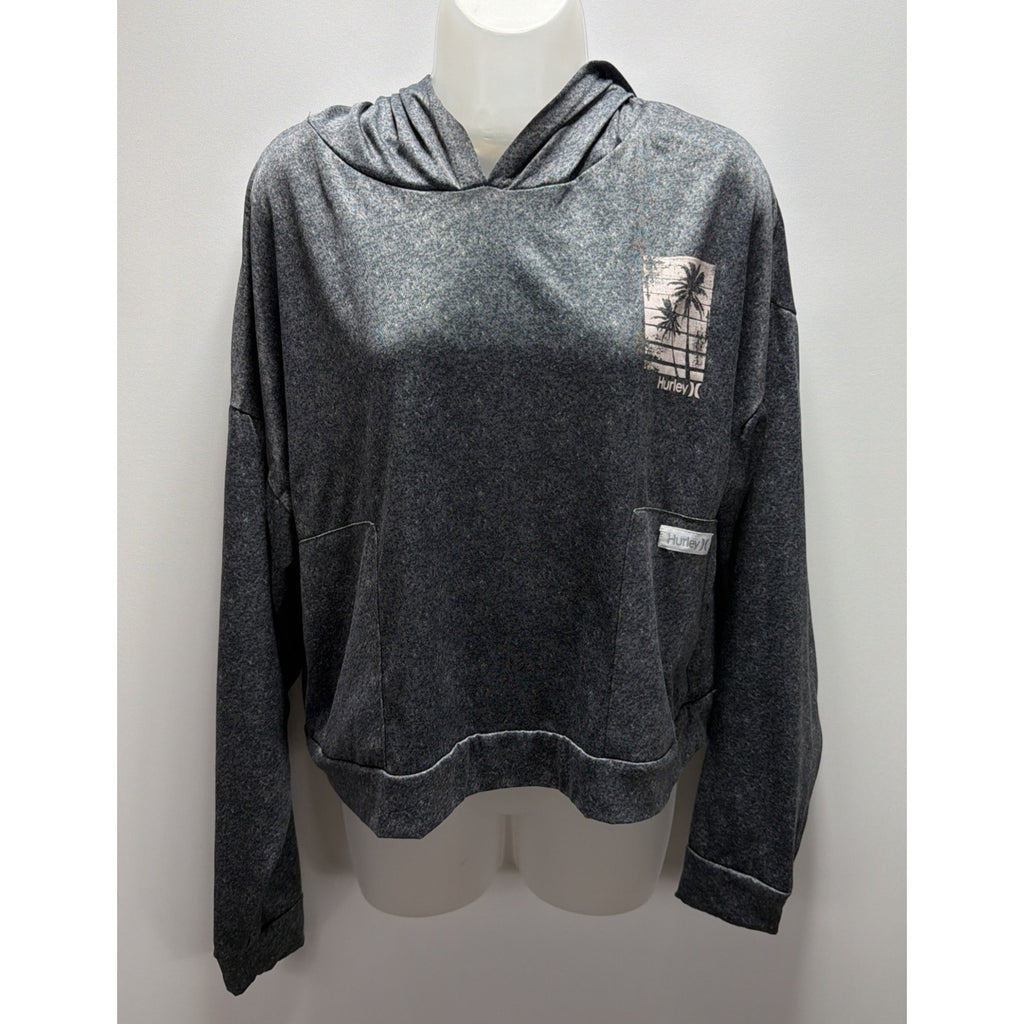Hurley Hoodie Women XL Stretch Soft Fleece Pullover Gray Lounge Skate Casual