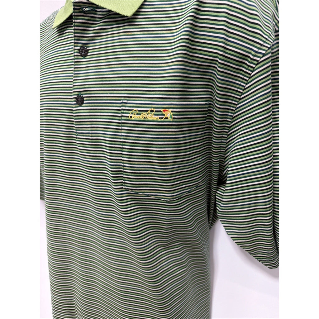Arnold Palmer Modern Fit Men's Golf Polo Short Sleeve Shirt Striped Green XL
