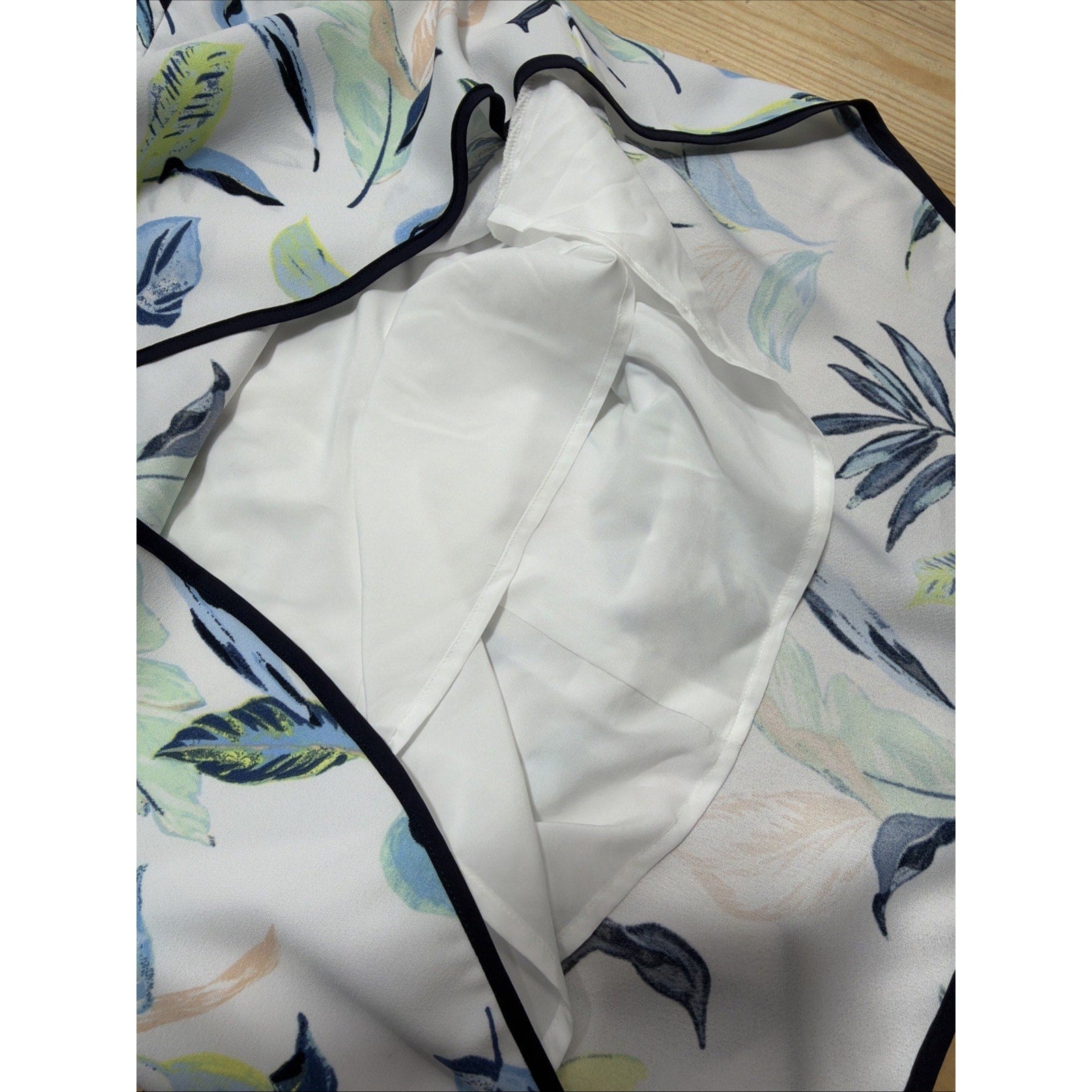 Banana Republic Racerback Sleeveless Crew Floral Navy White Wrap Dress 12 New