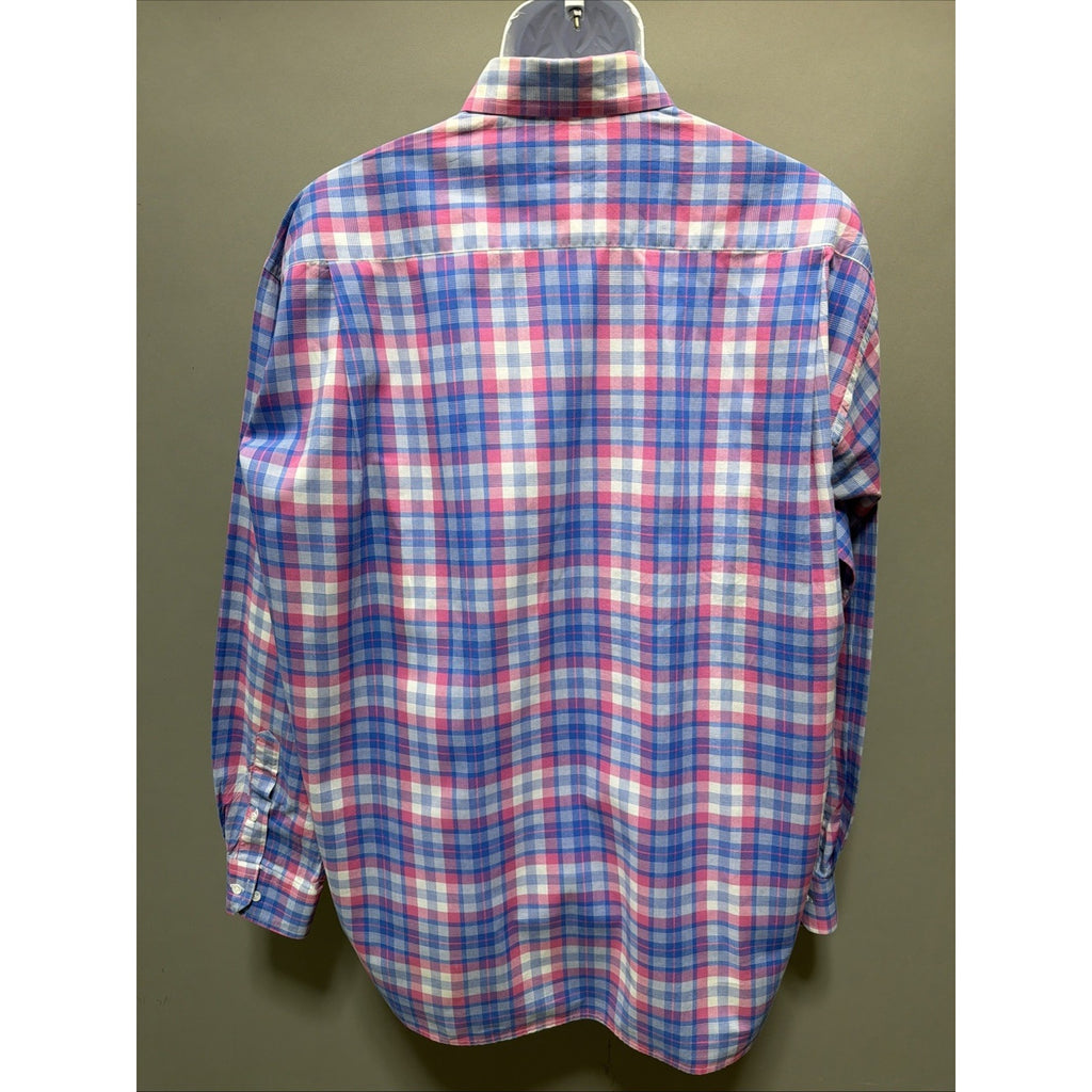 Mens Coastal Cotton LS Button Down Plaid Shirt XL Preppy Casual Beach