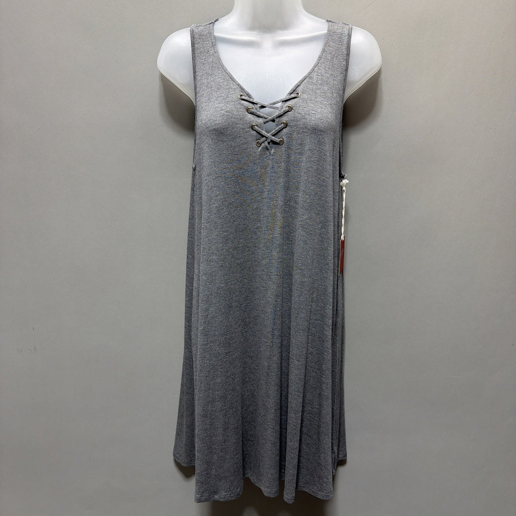 Mossimo Supply Co Gray Lace Up Dress Womens Medium Sleeveless Swing Casual New