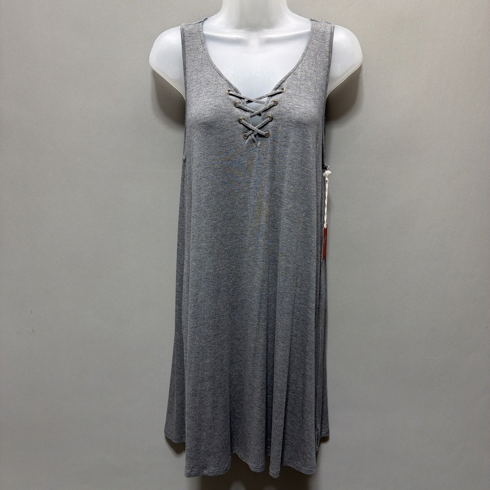 Mossimo Supply Co Gray Lace Up Dress Womens Medium Sleeveless Swing Casual New