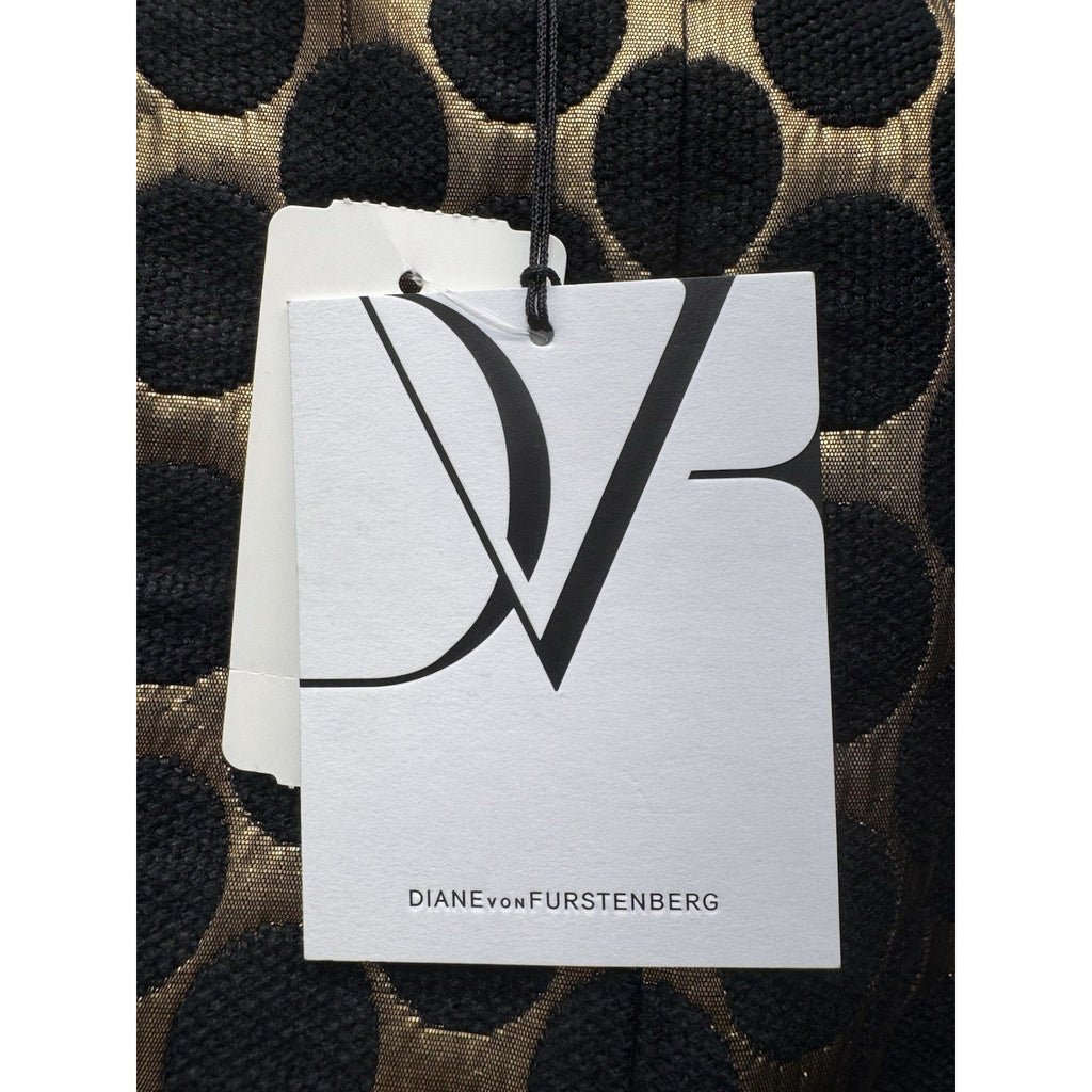 Diane Von Furstenberg DVF Gami Coat Dress Womens 6 Gold Black Polka Dot NWT
