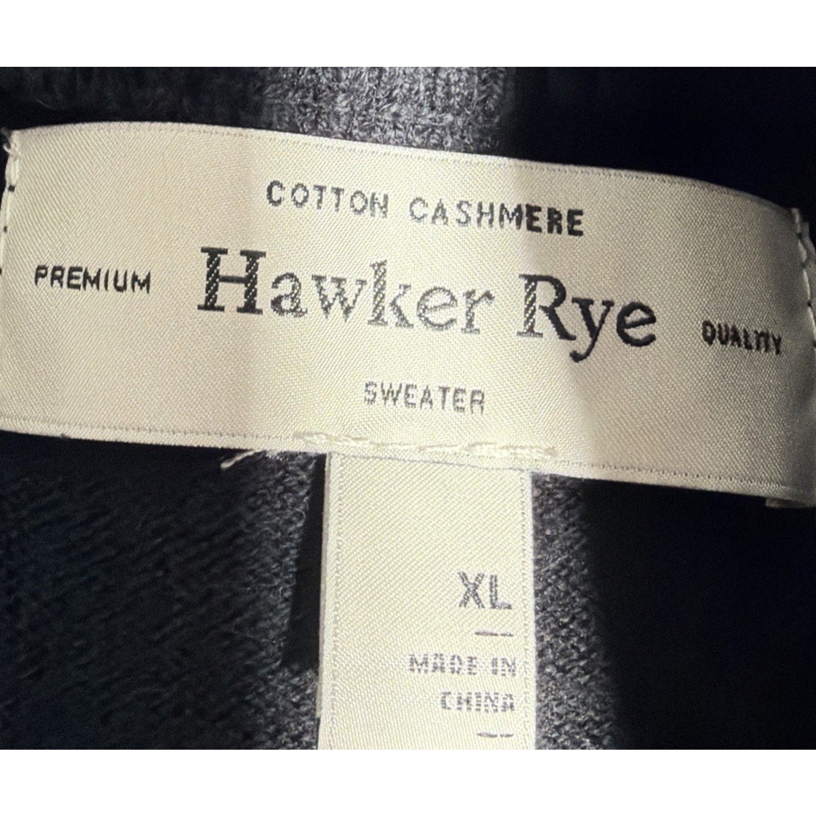 Hawker Rye 1/4 Zip Sweater Mens XL Black Pullover Cashmere Blend Casual Stretch