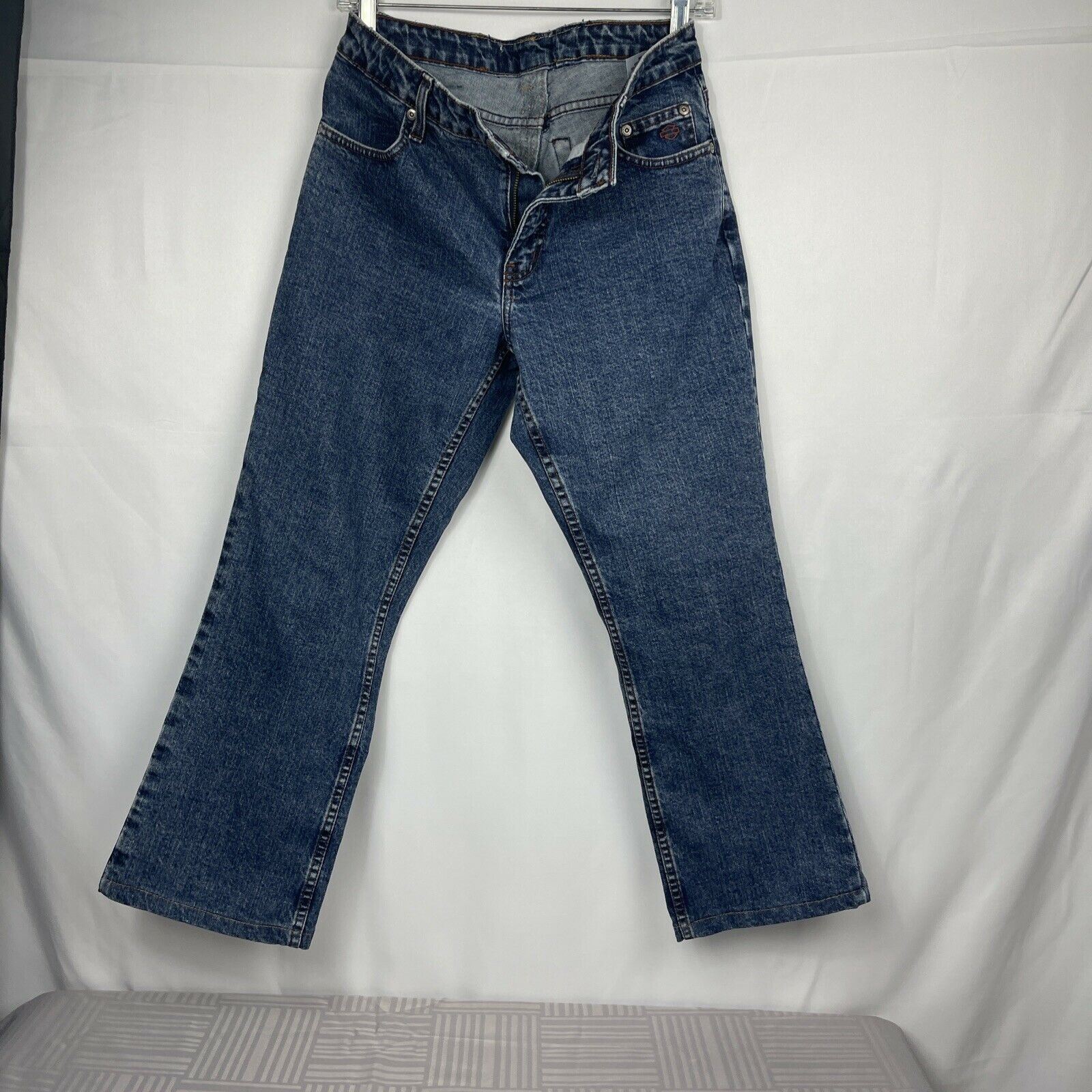 Harley Davidson Embellished Stretch Mid Rise Boot Cut Jeans Size 8P