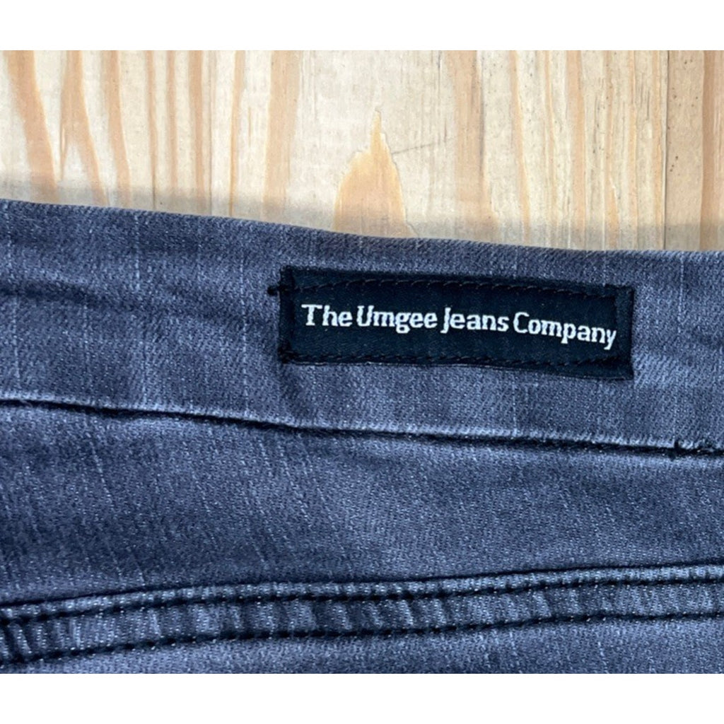 Umgee Cropped Flare Jeans Raw Hem Charcoal Wash Size 28