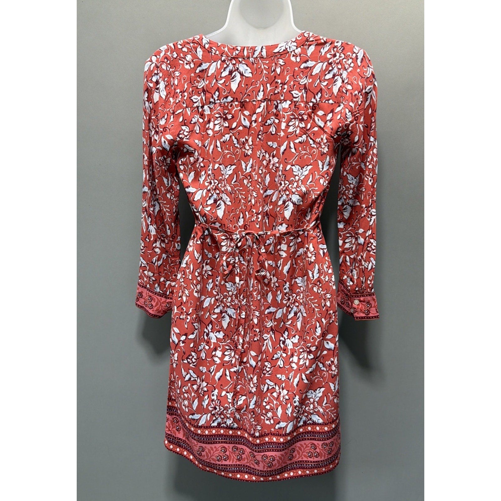 Ann Taylor Loft Petites Pink Coral Tunic Shirt Dress Floral Print Size XSP
