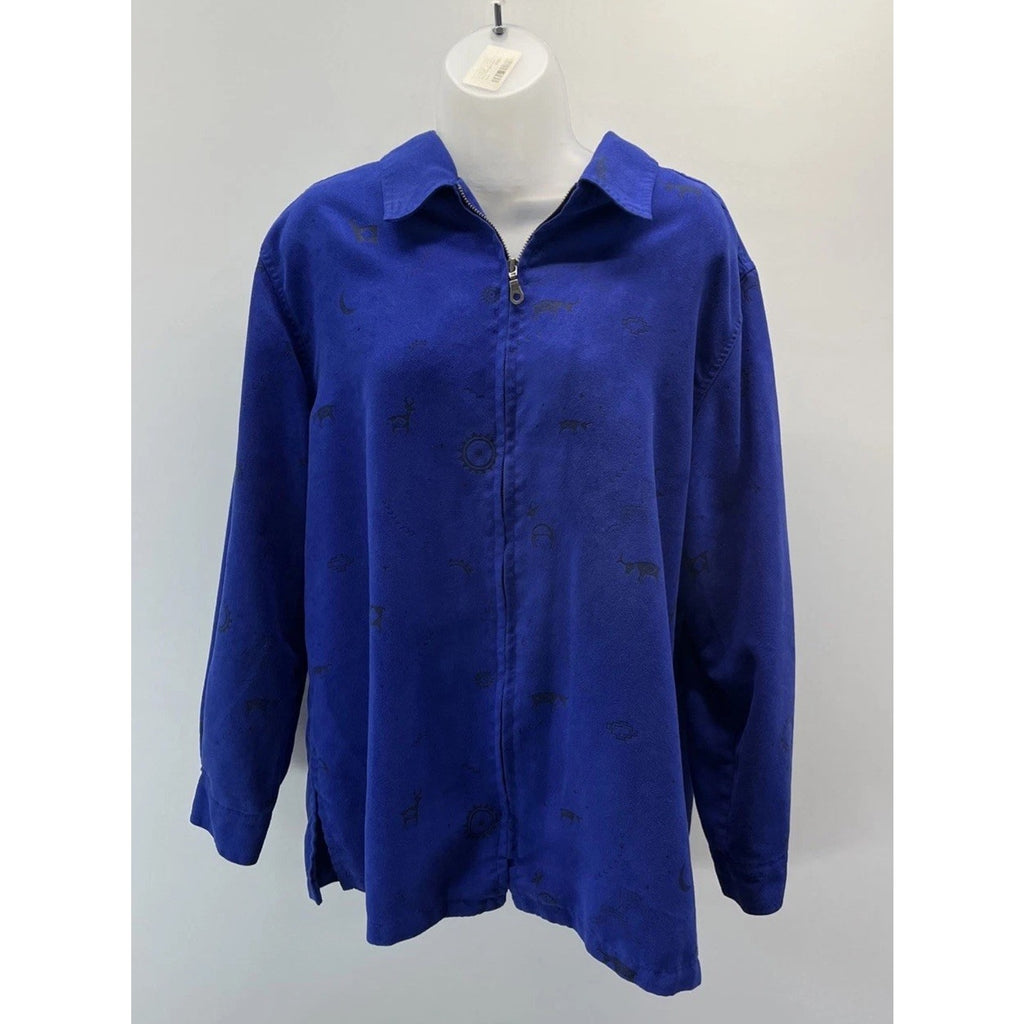 Chico’s Full Zip Aztec Print Jacket Size 2 Large Poly