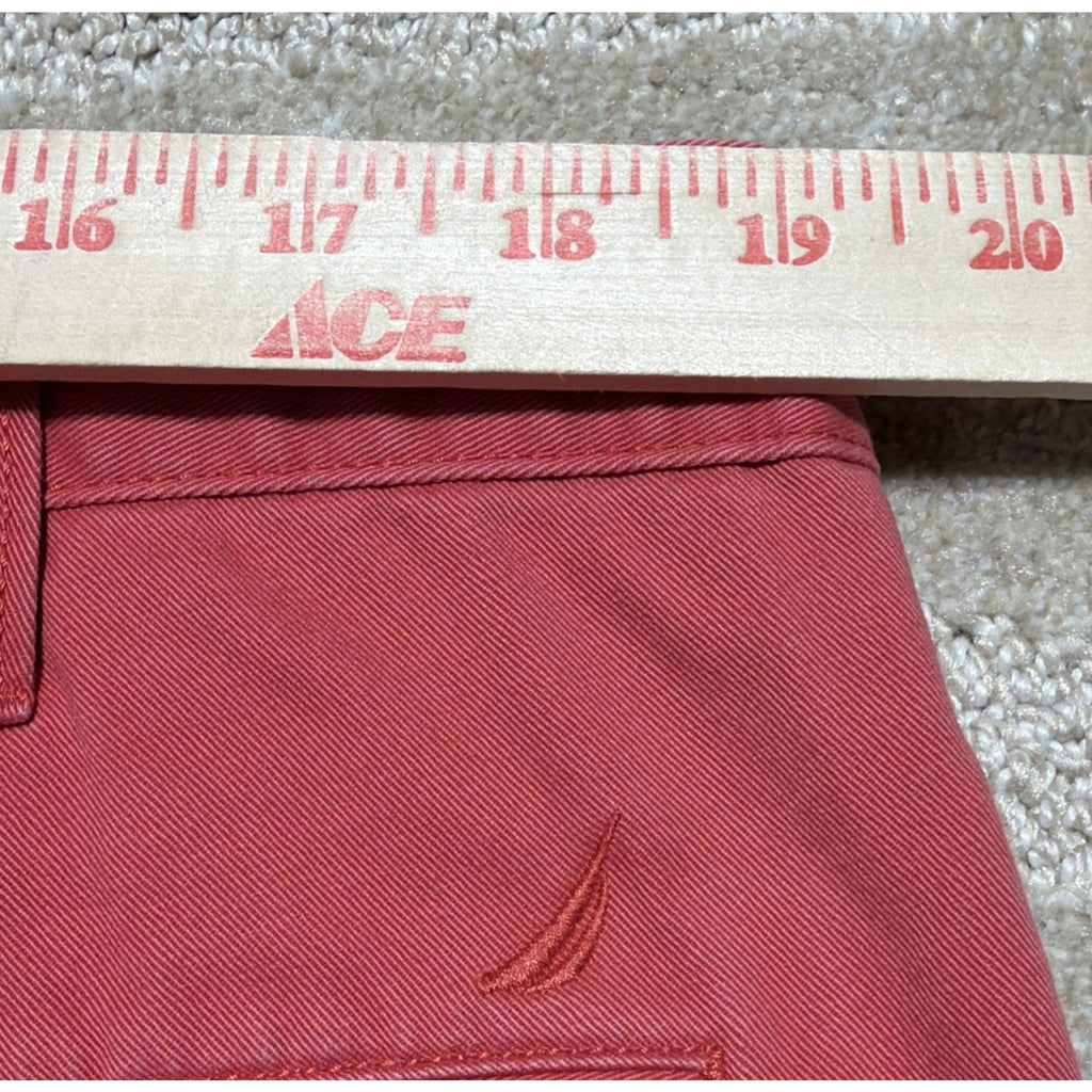 Nautica Deck Shorts Mens 38 Salmon Pink Classic Fit Stretch Chino Casual Summer