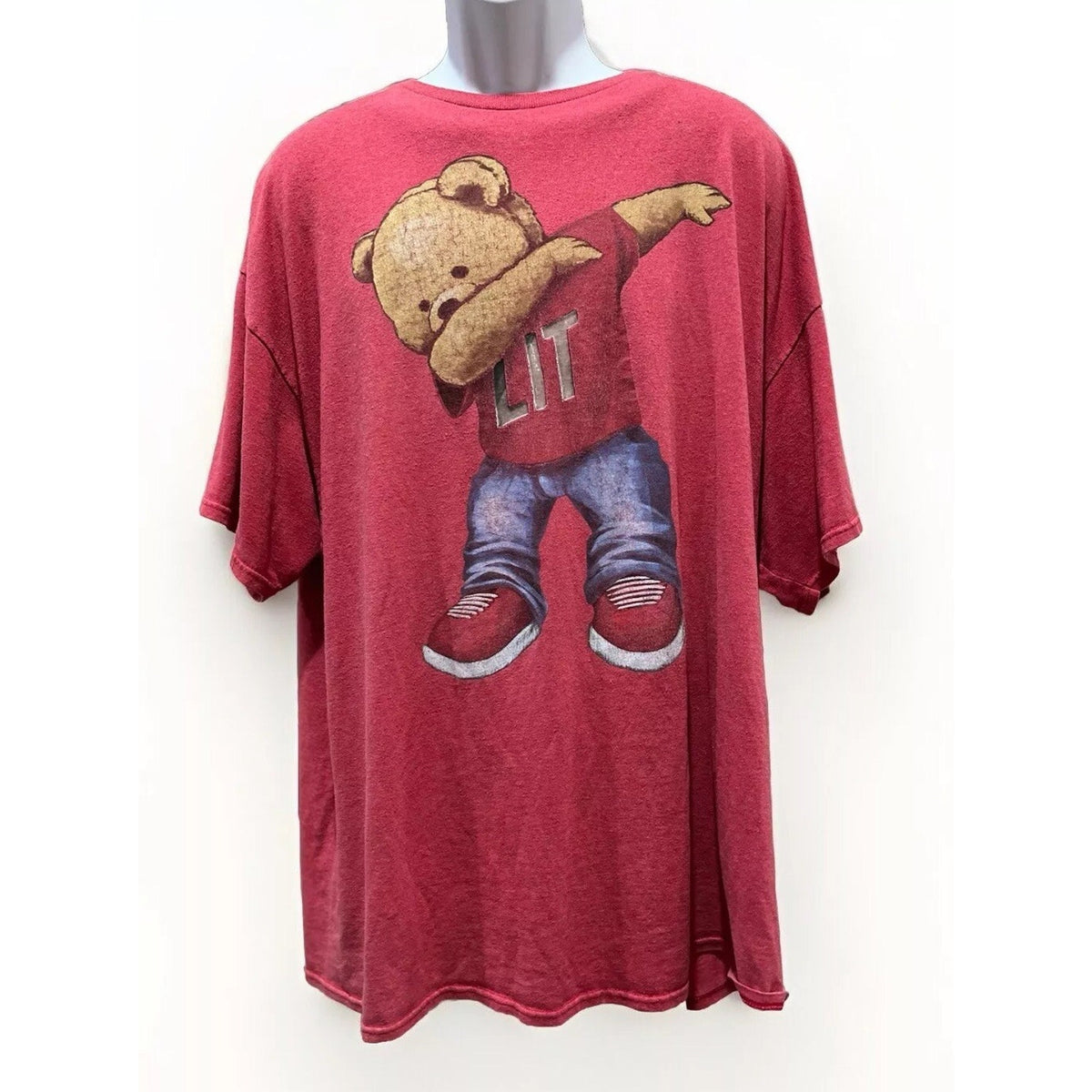 Dabbing Bear T Shirt Enti Tee Dab Street Wear Graphic Red Shirt Size Men’s 3XL