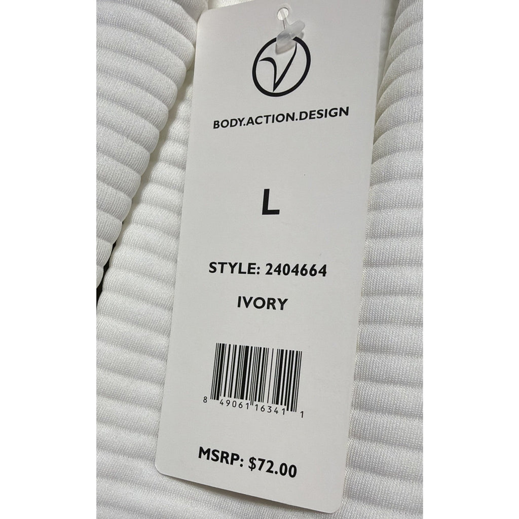 Vogo Ribbed Full Zip Jacket Ivory Size Large Running Yoga Soft New