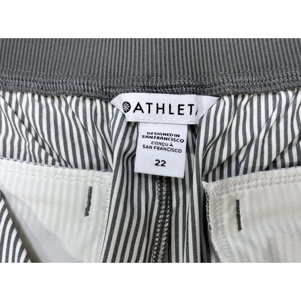 Athleta Brooklyn Textured Ankle Pants Women Size 22 City Stripe Gray/White