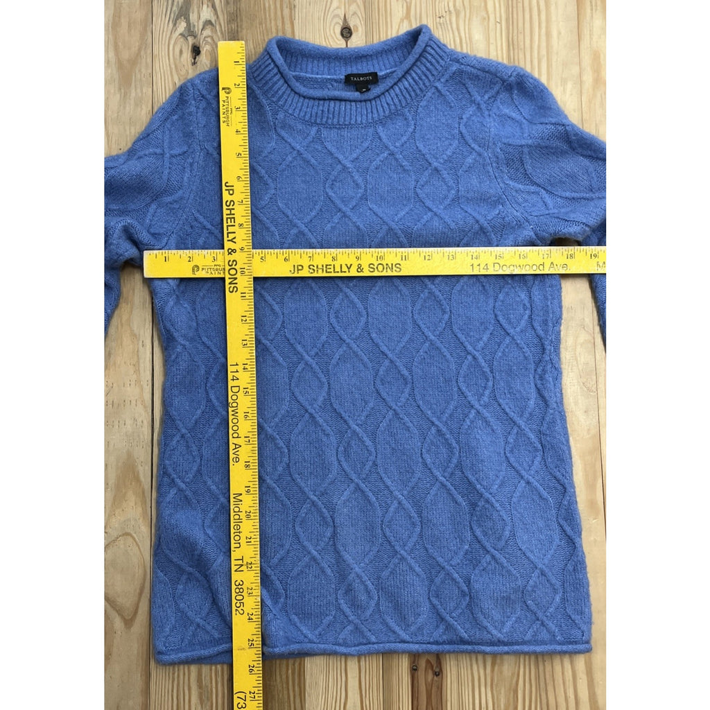 Talbots Womens M Wool BlendSweater Mock Neck Pullover Cable Knit Long Sleeve