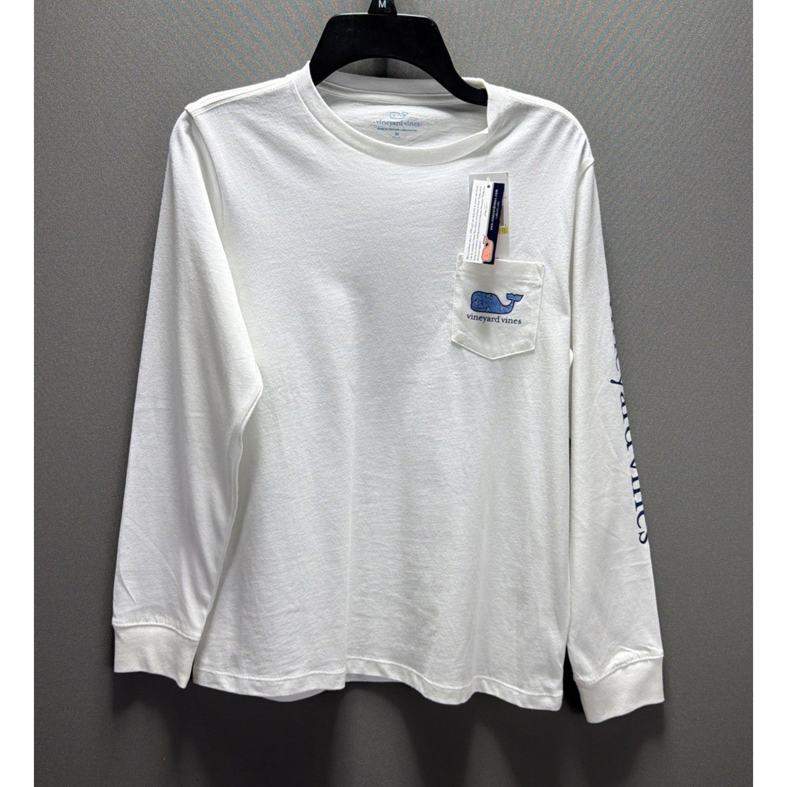 New ! Vineyard Vines Boys White Cap Hockey Gear Whale Pocket T-Shirt 12-14 M