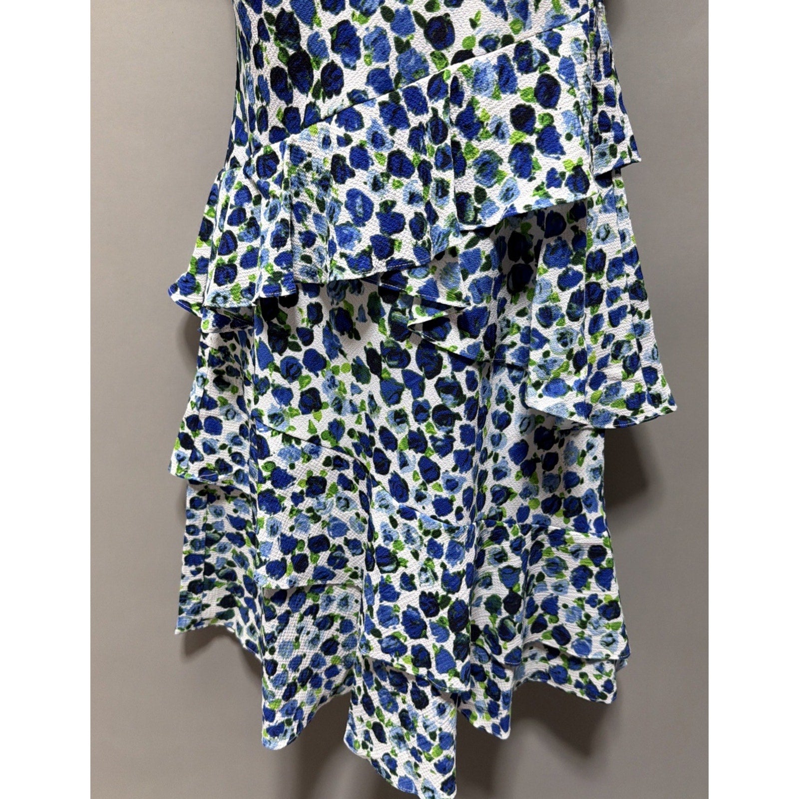 LAUREN RALPH LAUREN Women's 4 Printed Ruffled Crepe A-Line Dress Lined Excellent