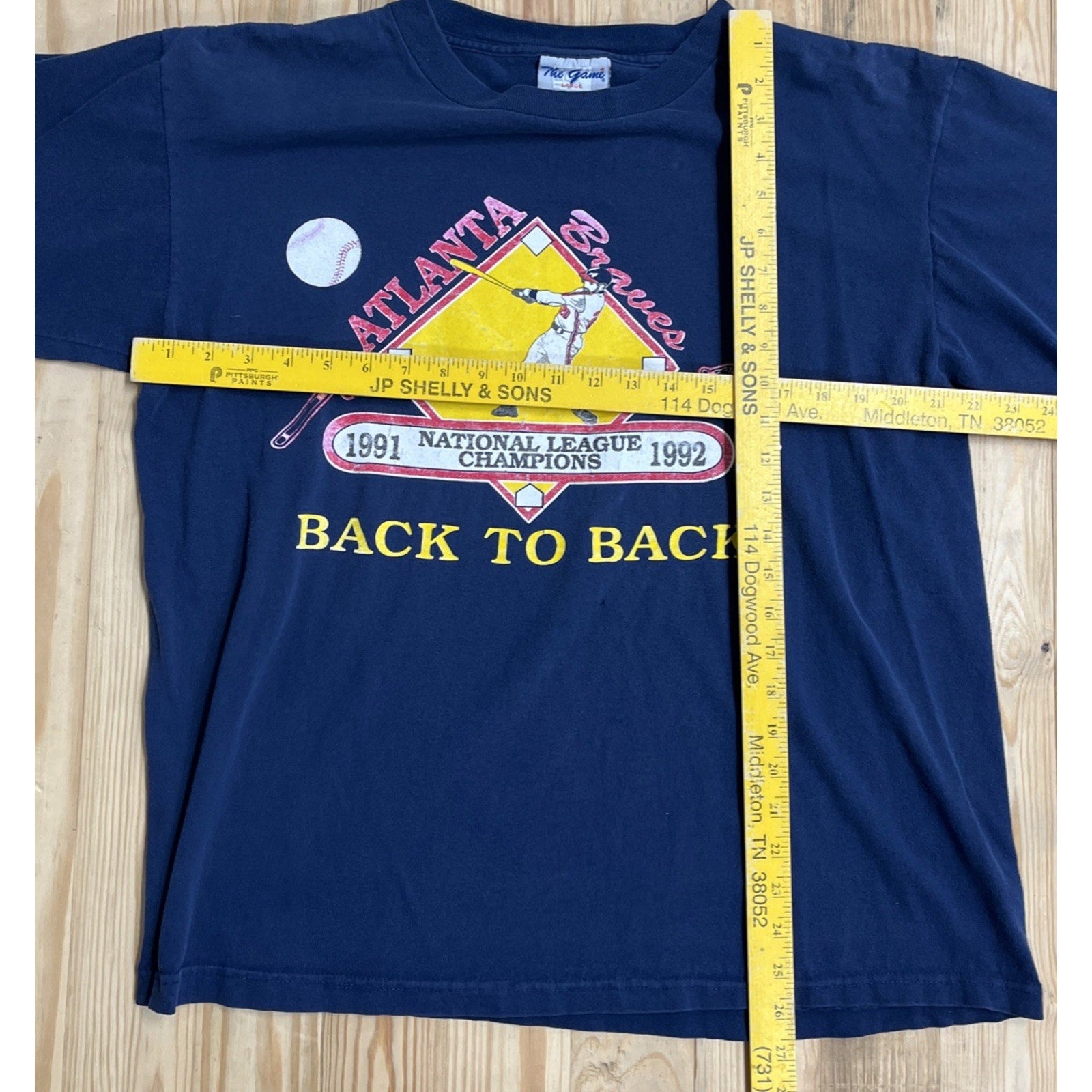 Vintage The Game 90s Atlanta Braves T Shirt Crewneck 90s Sz L Made In USA